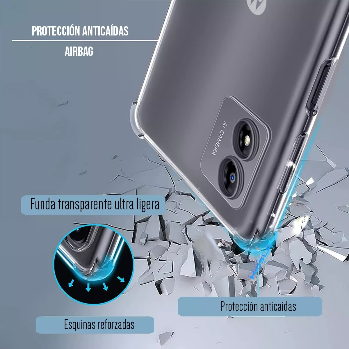Foto 4 pulgar | Funda Para Moto E13 Acrigel Con Aribag Esquinas Reforzadas Color Transparente
