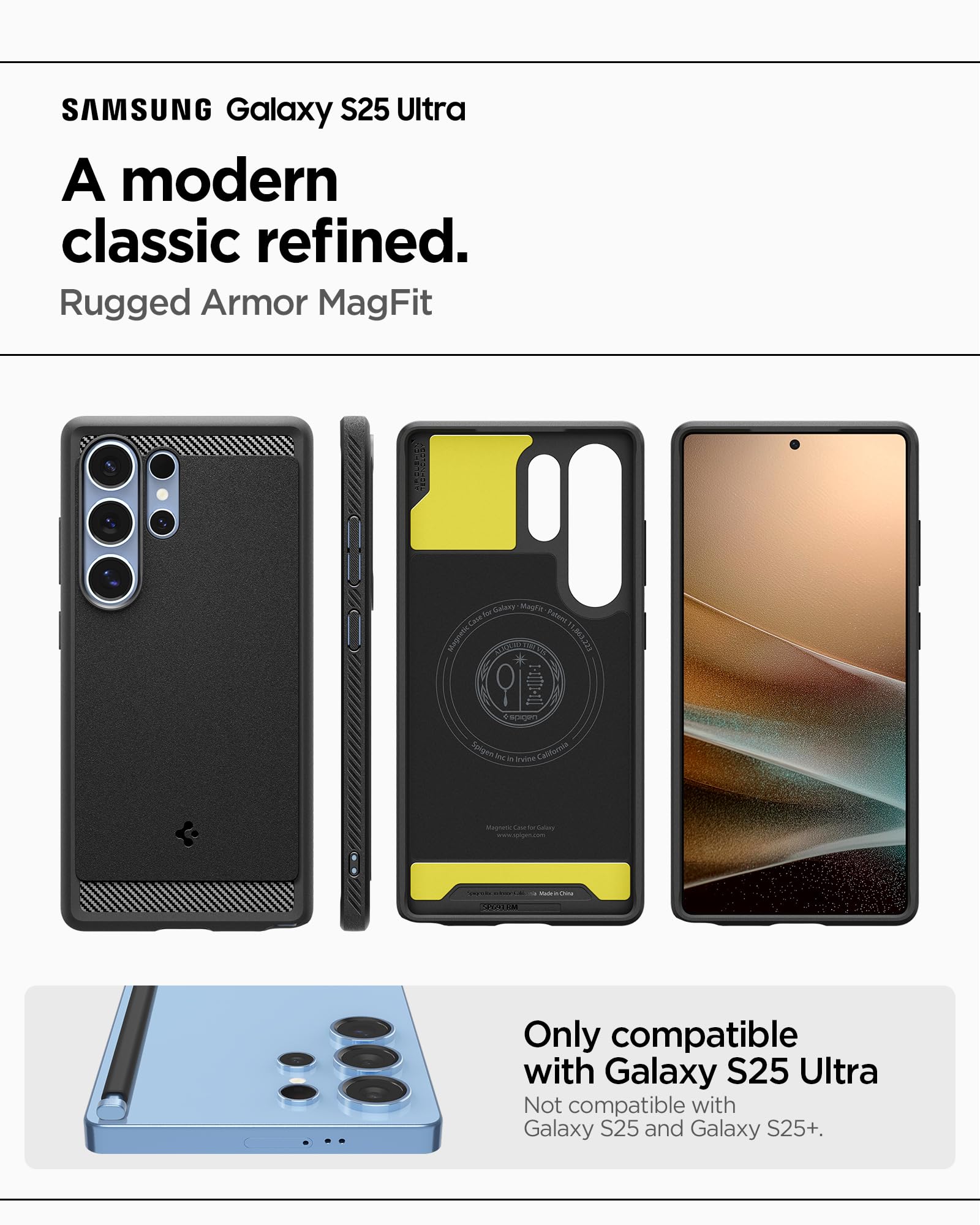 Foto 3 pulgar | Funda Spigen Rugged Armor Magfit Para Samsung Galaxy S25 Ultra - Venta Internacional.