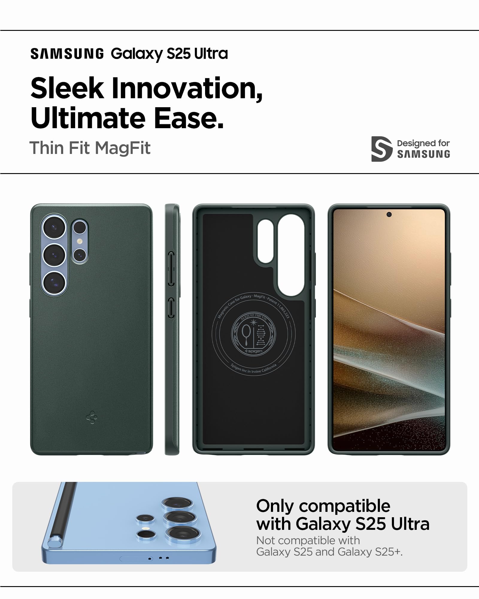 Foto 2 | Funda Spigen Thin Fit Magfit Para Galaxy S25 Ultra, Color Verde Abismo - Venta Internacional.