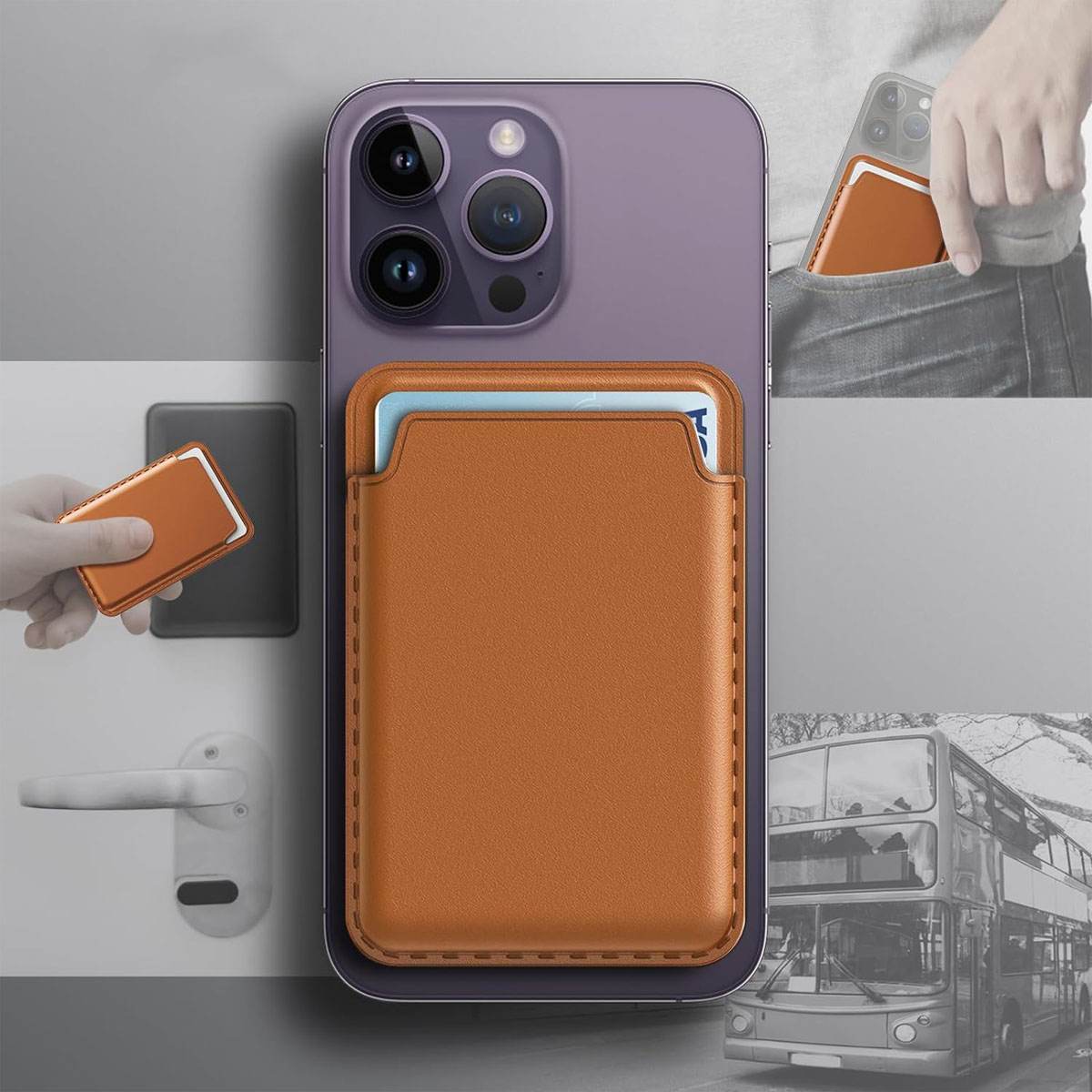 Foto 5 pulgar | Tarjetero Cartera Piel Premium Magsafe Para Iphone Y Magsafe