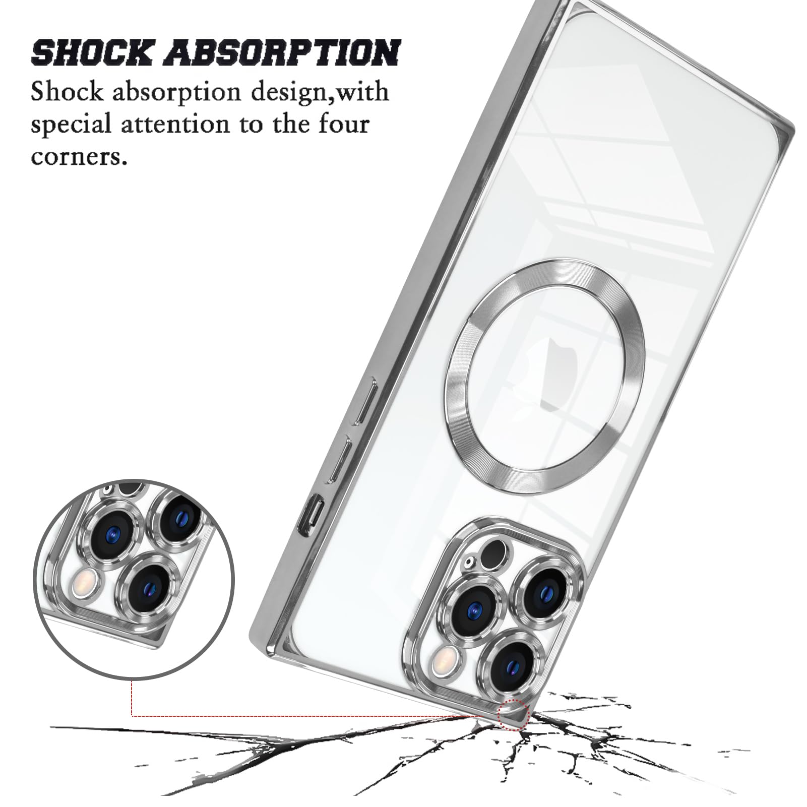 Foto 4 pulgar | Funda De Teléfono Kanghar Iphone 13 Pro Magnética Transparente Con Protector - Venta Internacional.