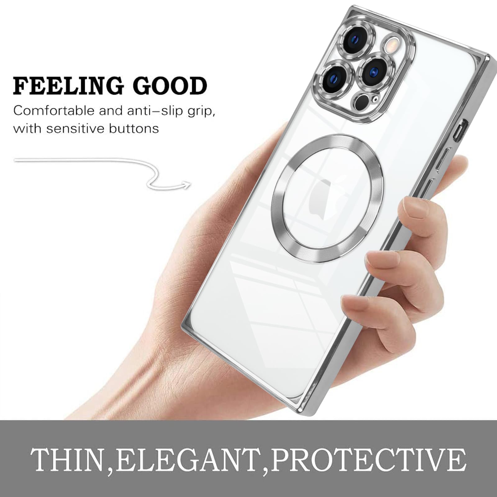 Foto 6 pulgar | Funda De Teléfono Kanghar Iphone 13 Pro Magnética Transparente Con Protector - Venta Internacional.