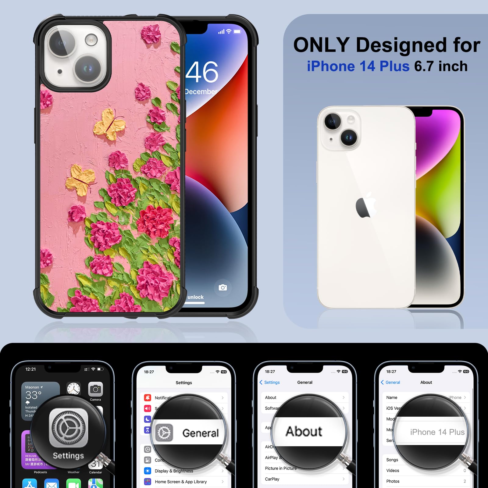 Foto 3 | Funda De Teléfono Kanghar Diseñada Para Iphone 14 Plus Con Acceso. - Venta Internacional.