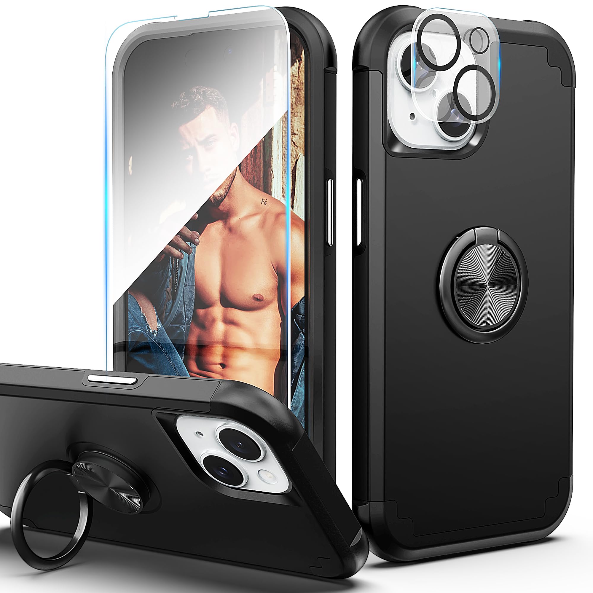 Foto 2 pulgar | Funda Idweel Para Iphone 15 Con Protector De Pantalla Y Soporte Para Anillas - Venta Internacional.