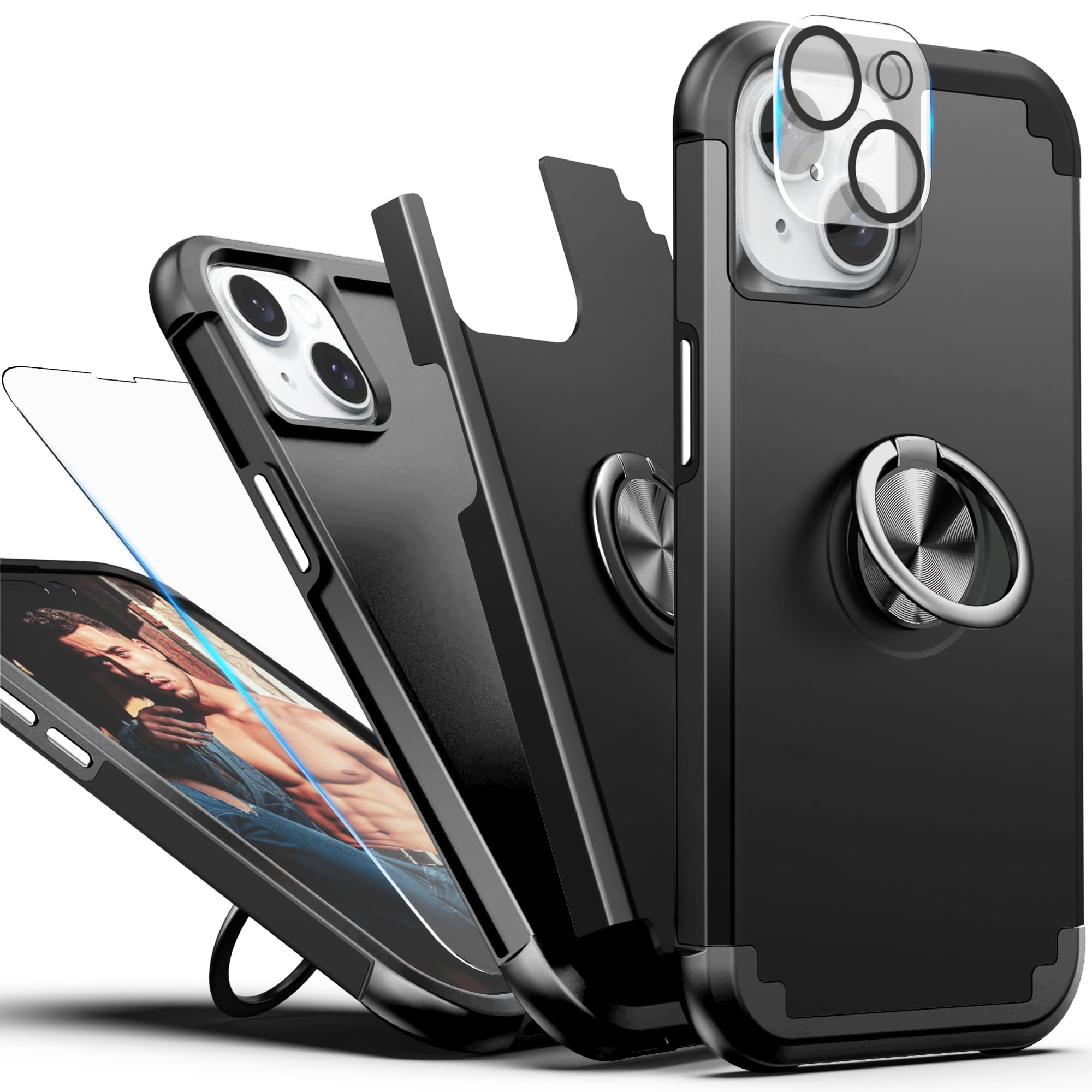 Foto 4 pulgar | Funda Idweel Para Iphone 15 Con Protector De Pantalla Y Soporte Para Anillas - Venta Internacional.