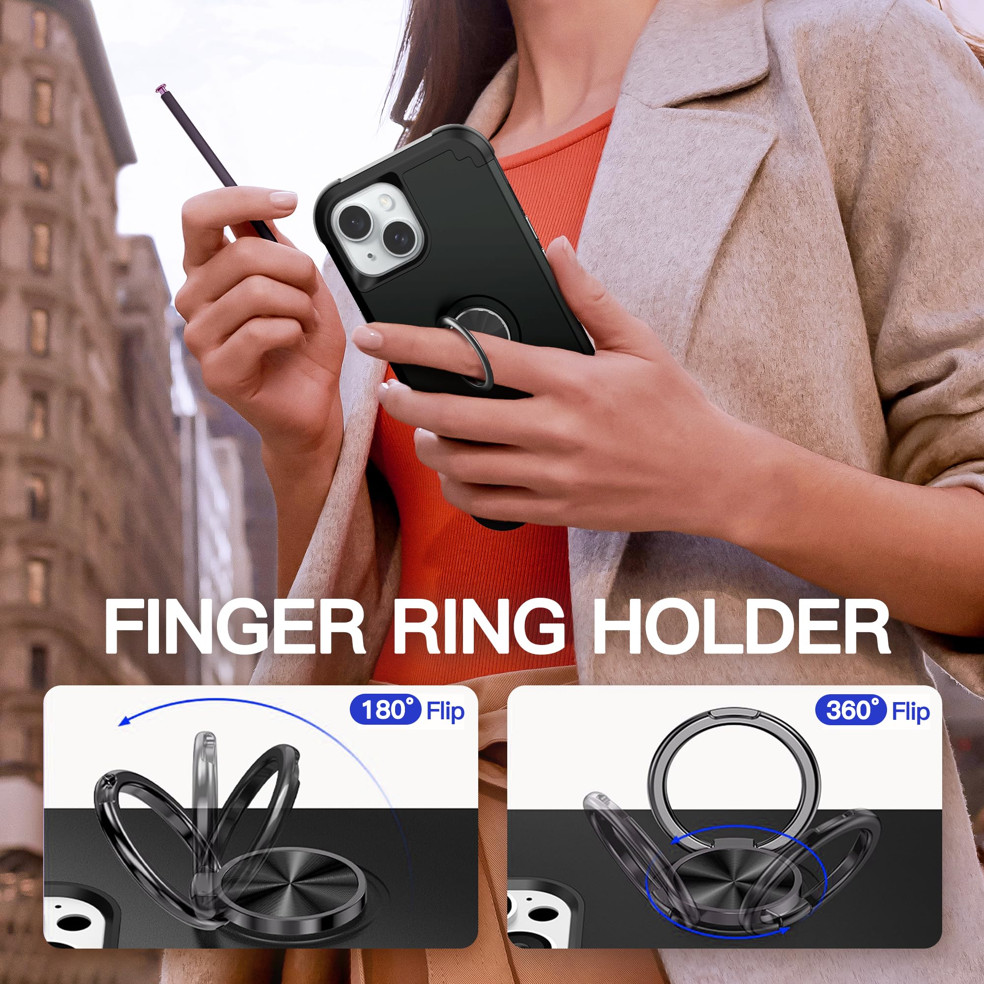 Foto 6 pulgar | Funda Idweel Para Iphone 15 Con Protector De Pantalla Y Soporte Para Anillas - Venta Internacional.