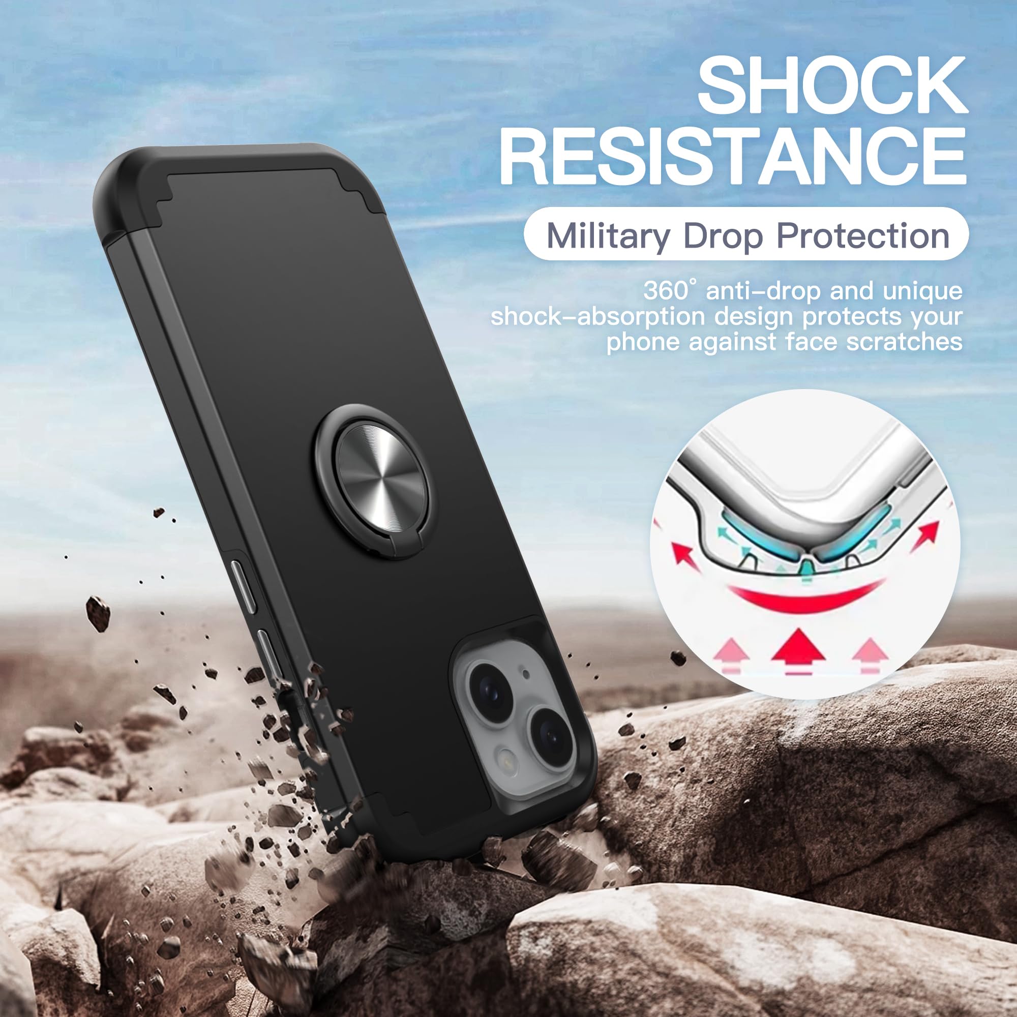 Foto 7 | Funda Idweel Para Iphone 15 Con Protector De Pantalla Y Soporte Para Anillas - Venta Internacional.