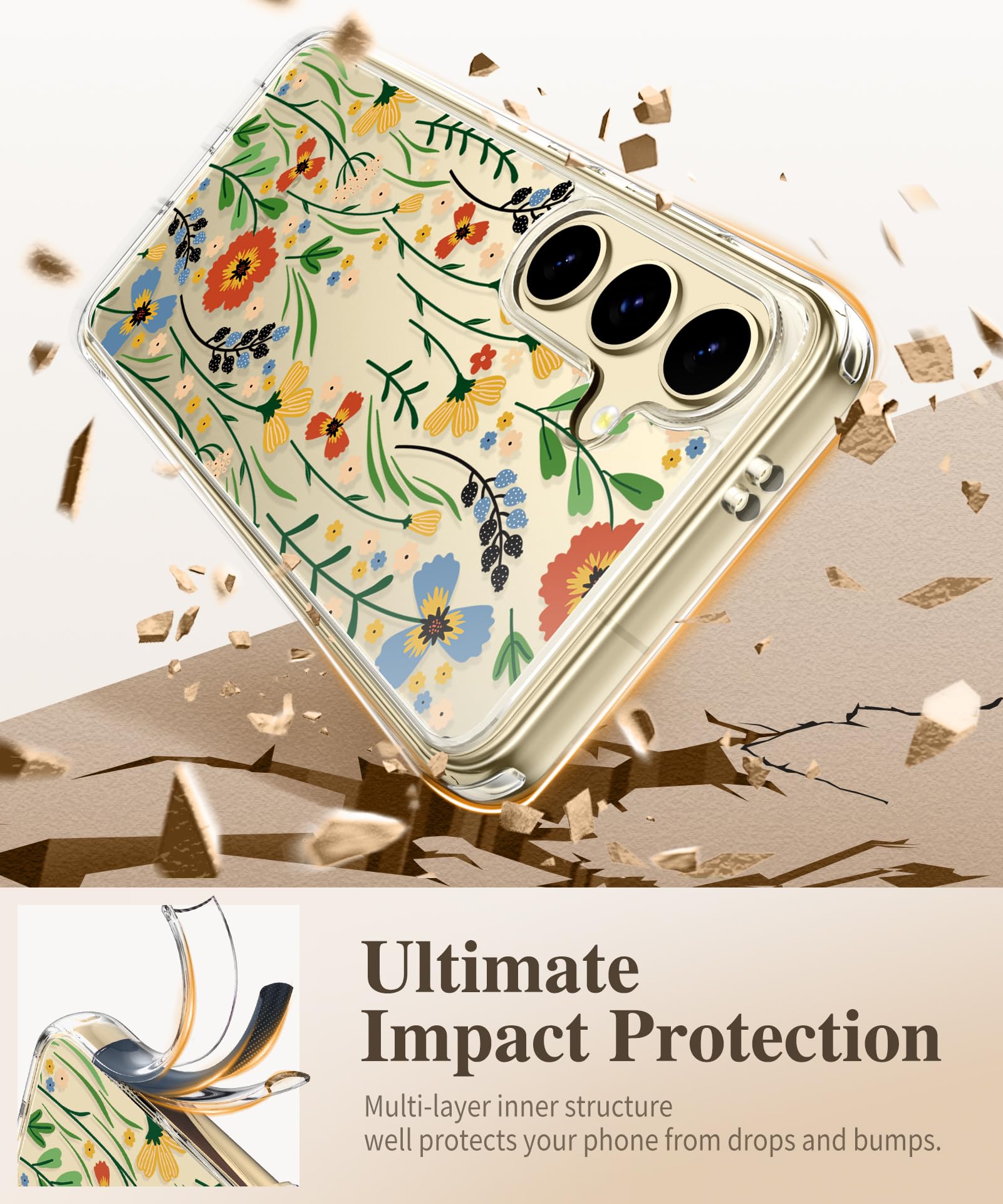 Foto 5 pulgar | Funda De Teléfono Gviewin Para Samsung Galaxy S24 Plus Floral 6.7 - Venta Internacional.