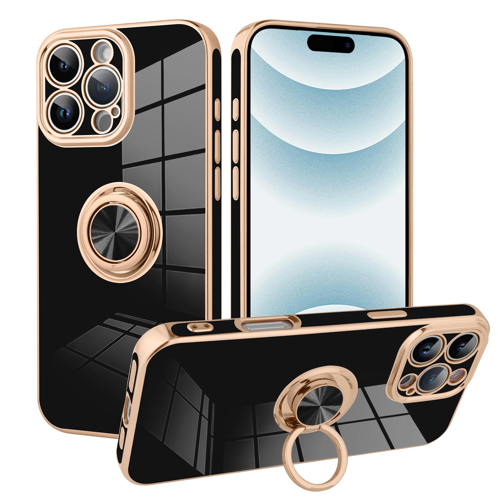 Foto 2 pulgar | Funda Kanghar Para Iphone 16 Pro Con Argolla Para Teléfono, Color Negro - Venta Internacional.