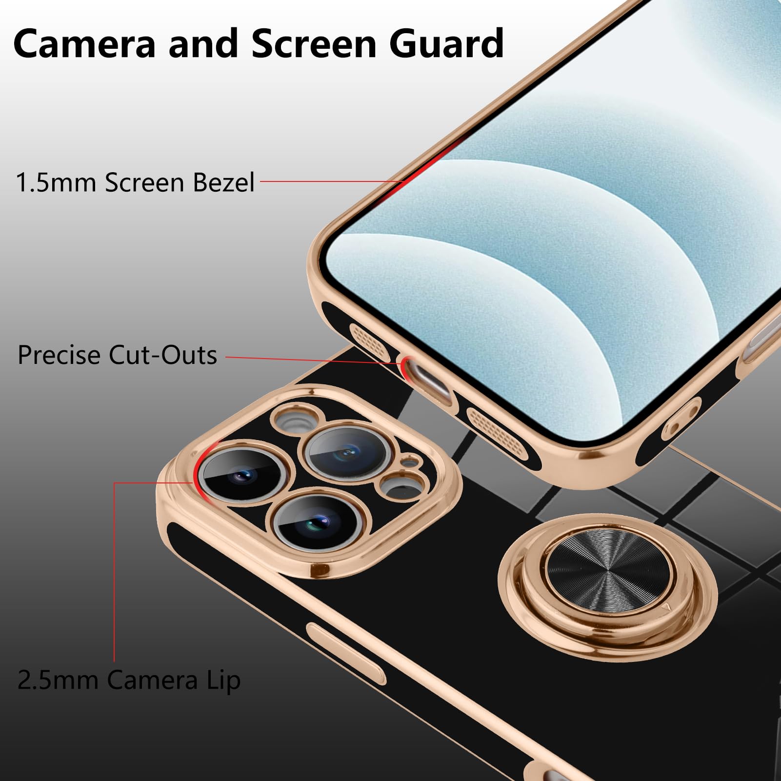 Foto 3 | Funda Kanghar Para Iphone 16 Pro Con Argolla Para Teléfono, Color Negro - Venta Internacional.