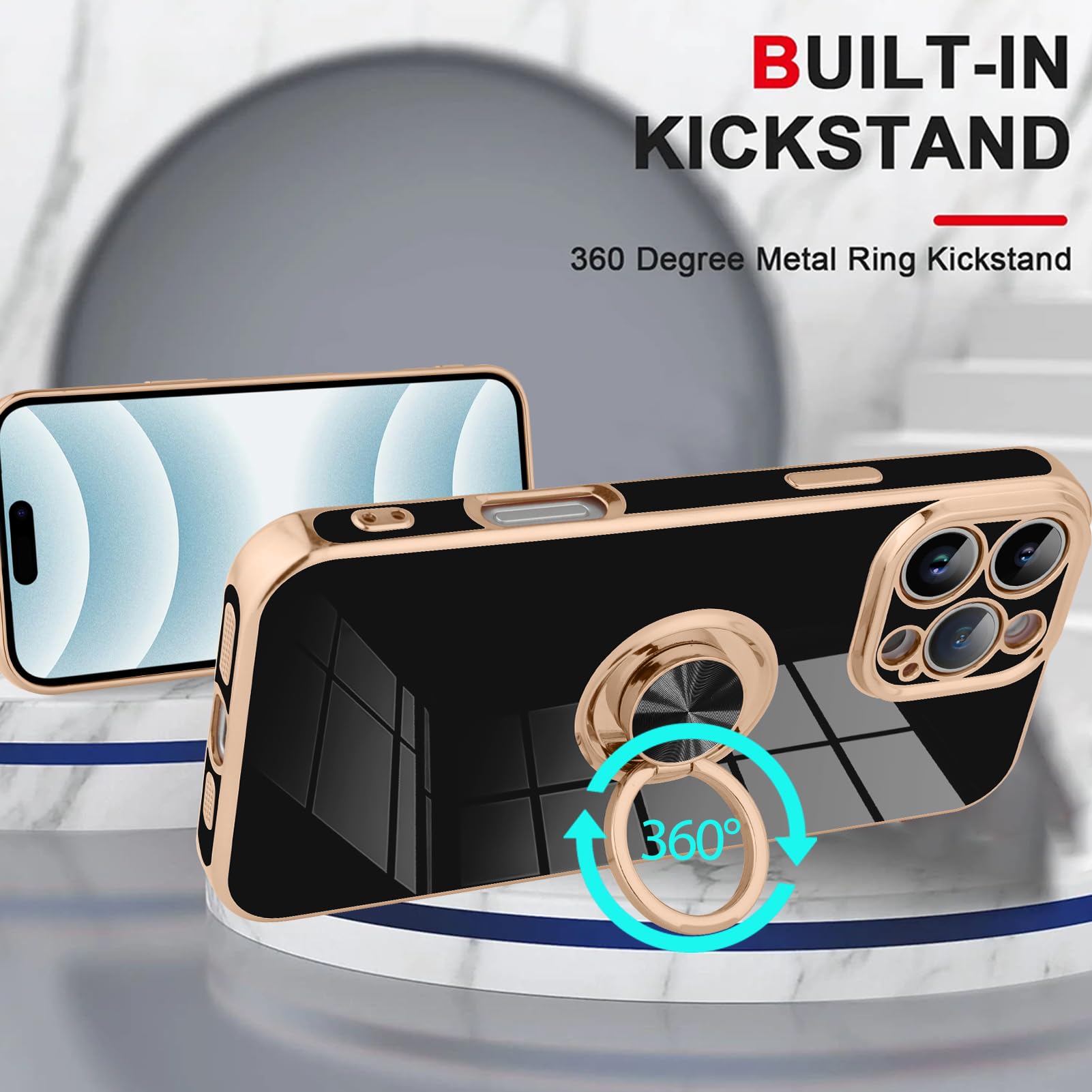 Foto 4 | Funda Kanghar Para Iphone 16 Pro Con Argolla Para Teléfono, Color Negro - Venta Internacional.