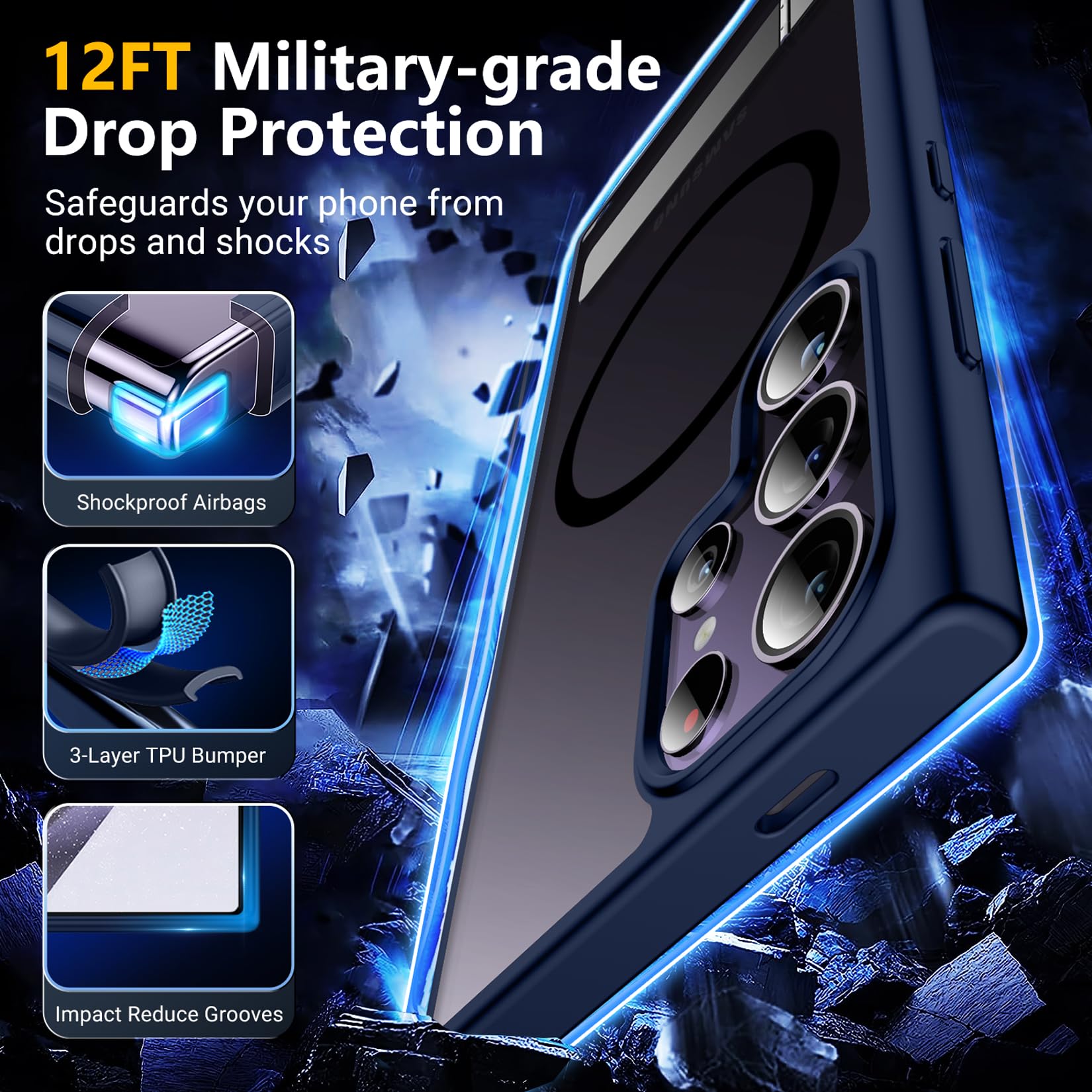 Foto 4 pulgar | Funda De Teléfono Spidercase Para Samsung Galaxy S24 Ultra Blue - Venta Internacional.