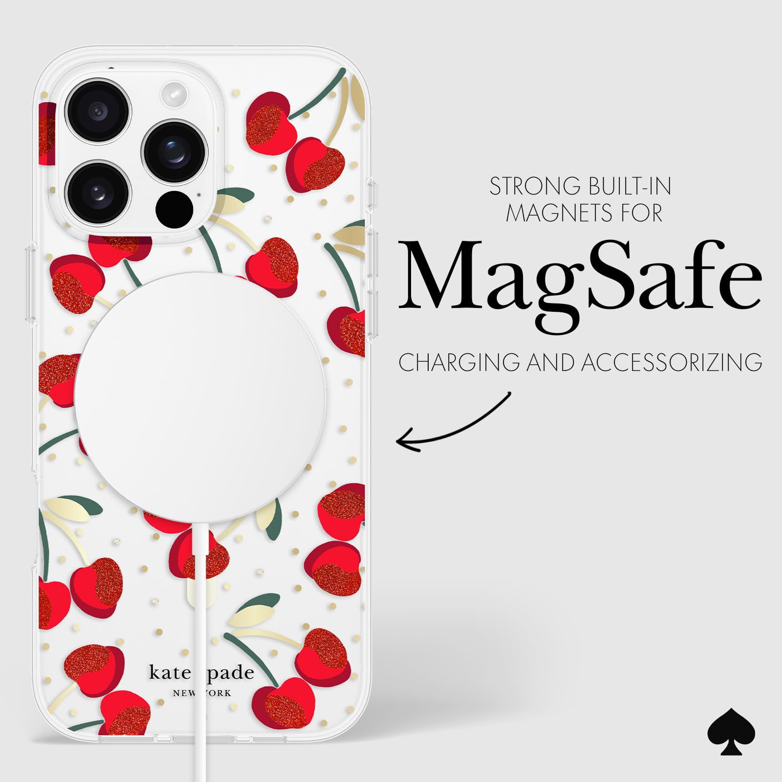 Foto 7 pulgar | Funda De Teléfono Kate Spade New York Para Iphone 16 Pro Max Cherry Dot - Venta Internacional.