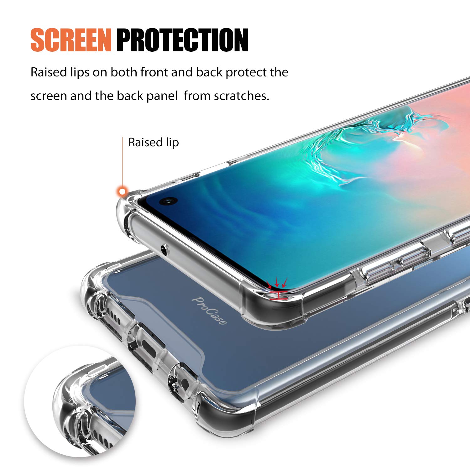 Foto 4 pulgar | Funda Procase De Tpu Transparente Para Galaxy S10 Con Esquinas Reforzadas - Venta Internacional.