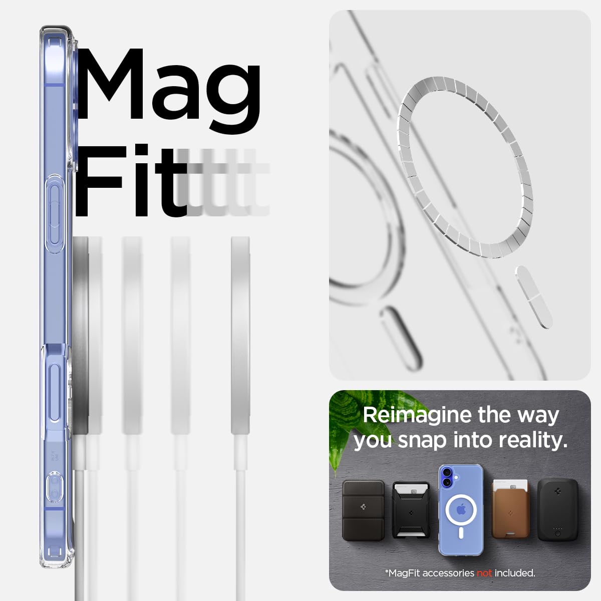 Foto 7 pulgar | Funda Spigen Ultra Hybrid Magfit Para Iphone 16, Color Blanco - Venta Internacional.