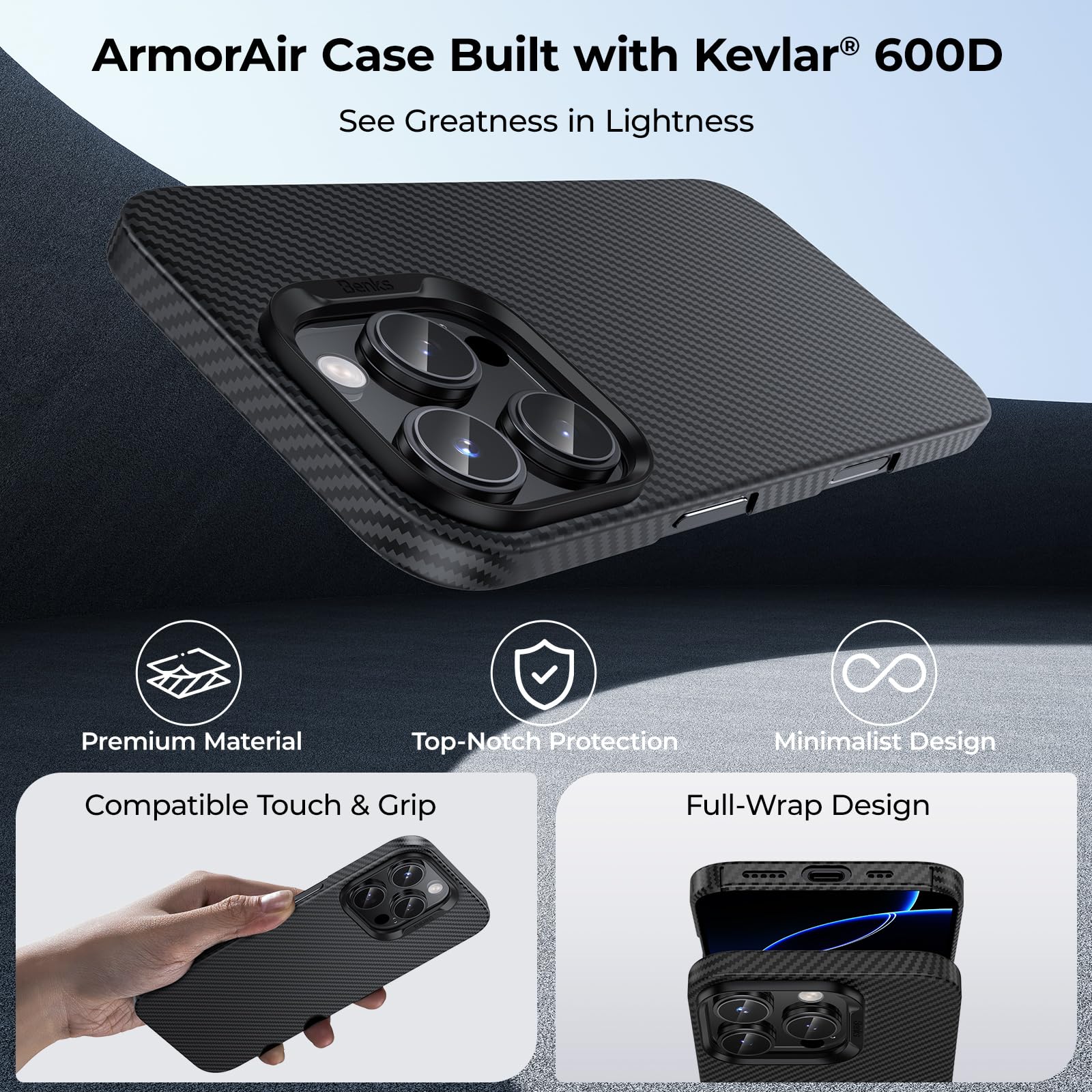 Foto 3 pulgar | Funda Benks Armorair 600d Para Iphone 16 Pro Max Con Magsafe - Venta Internacional.