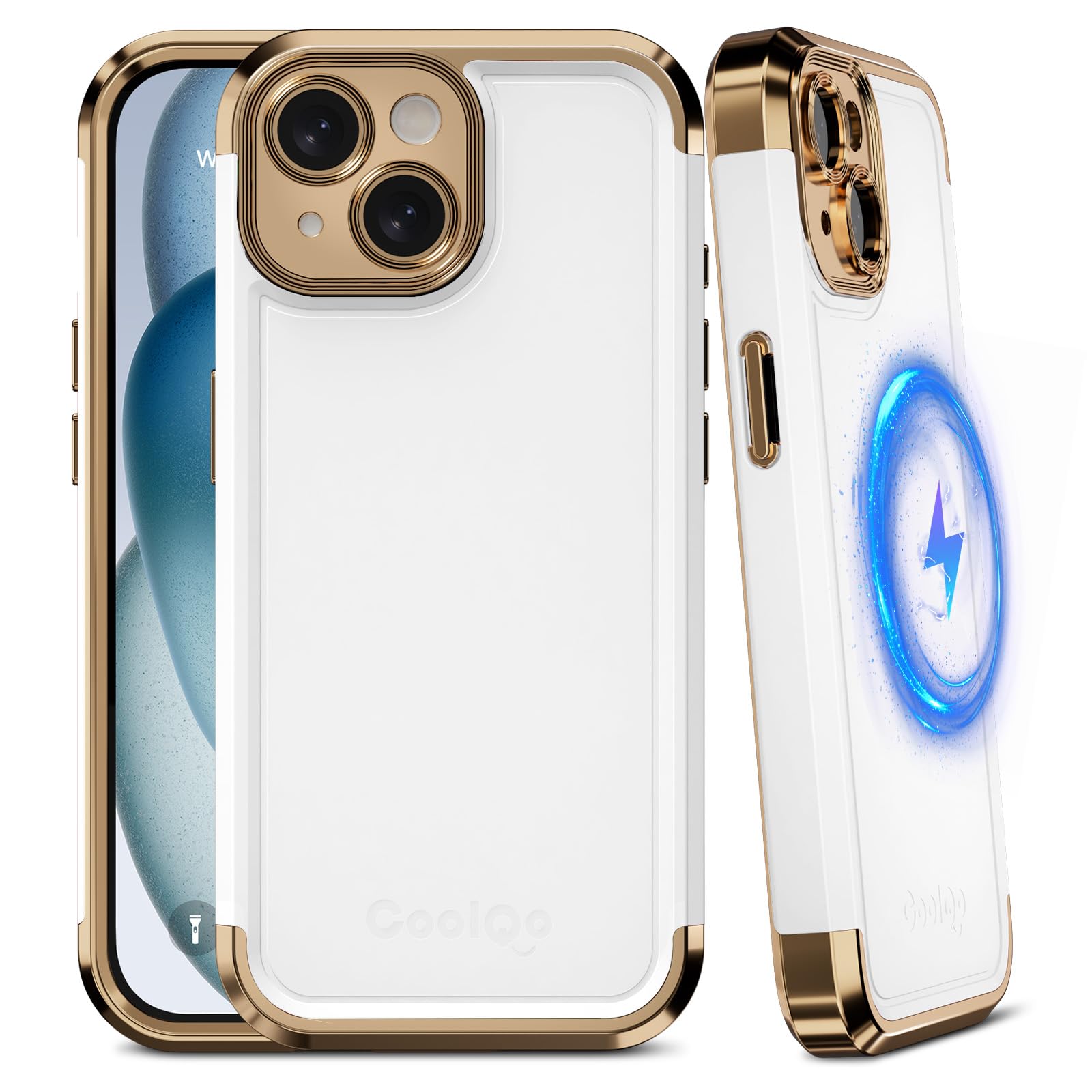 Foto 2 pulgar | Funda Magnética Coolqo Para Iphone 14 De 6.1 Pulgadas En Oro Blanco - Venta Internacional.