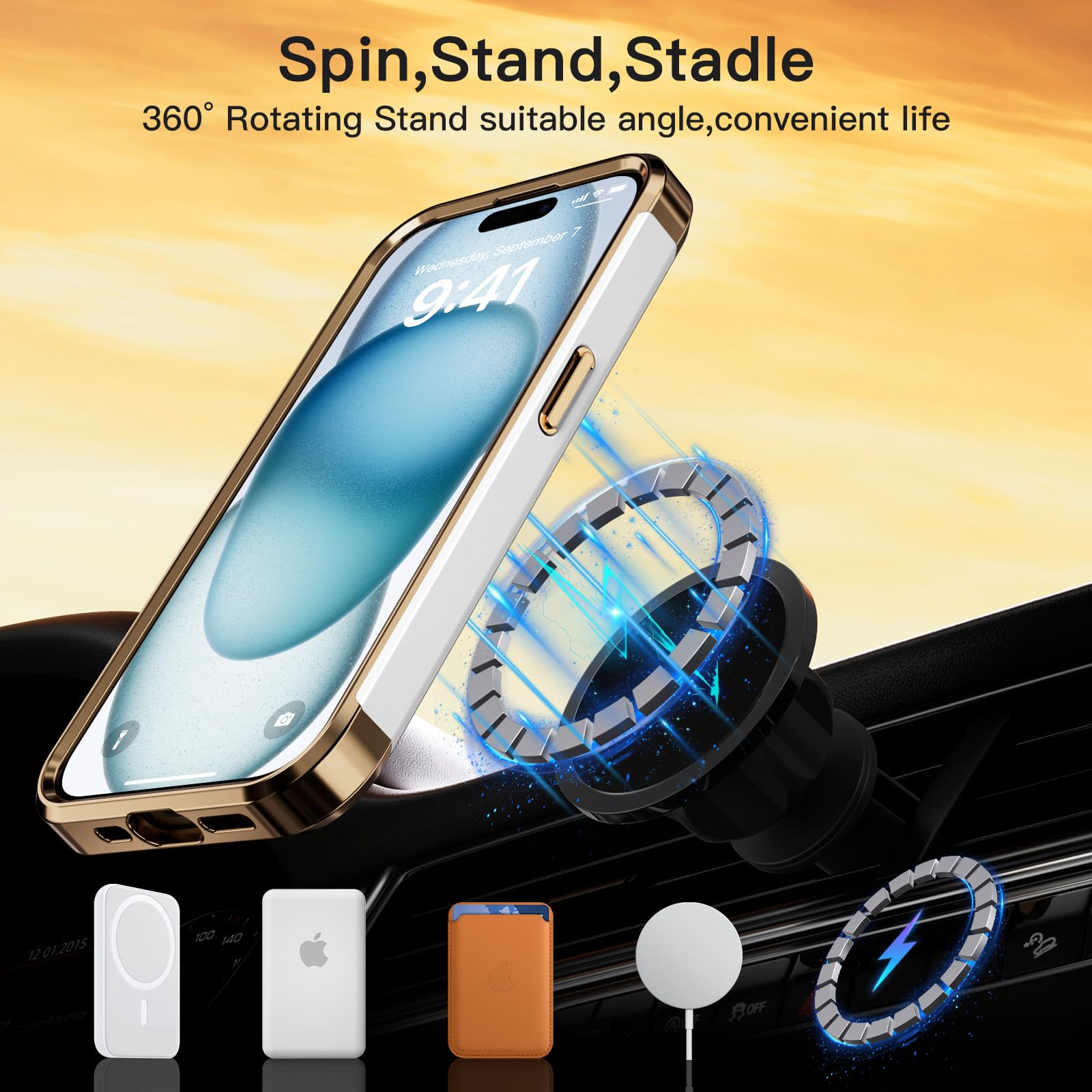 Foto 5 pulgar | Funda Magnética Coolqo Para Iphone 14 De 6.1 Pulgadas En Oro Blanco - Venta Internacional.