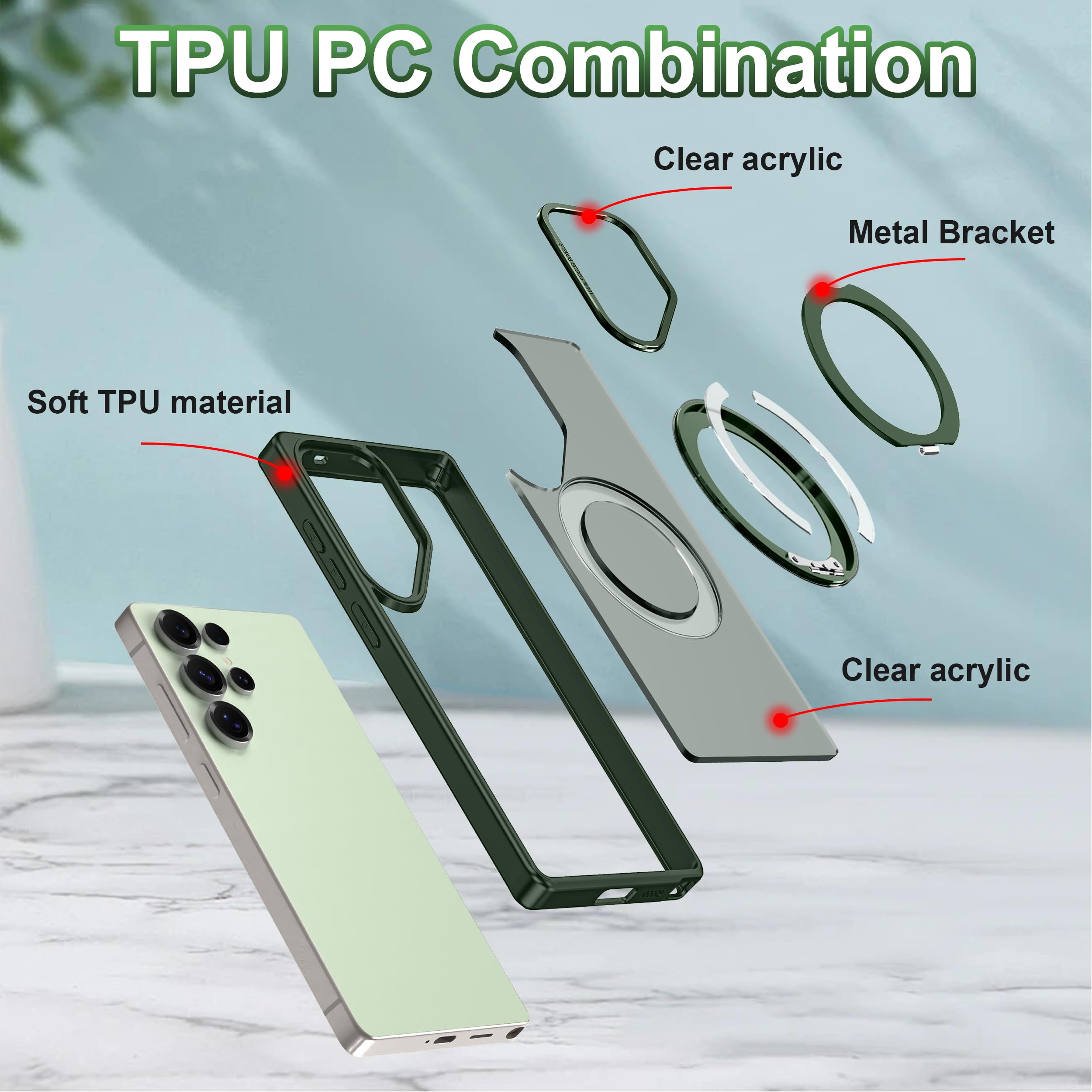 Foto 3 pulgar | Funda Para Teléfono Rancase Compatible Con Galaxy S25 Ultra Con Soporte - Venta Internacional.