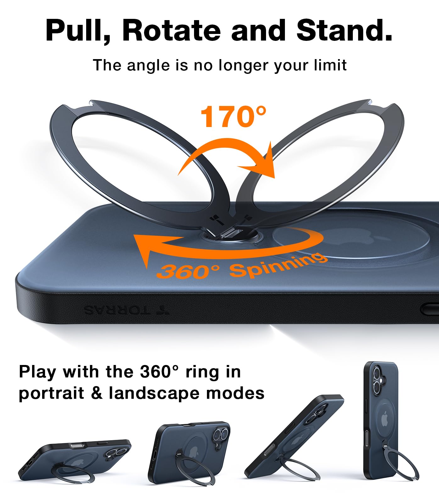 Foto 4 pulgar | Funda De Teléfono Torras 360° Con Soporte Magnético Para Iphone 16 Plus - Venta Internacional.