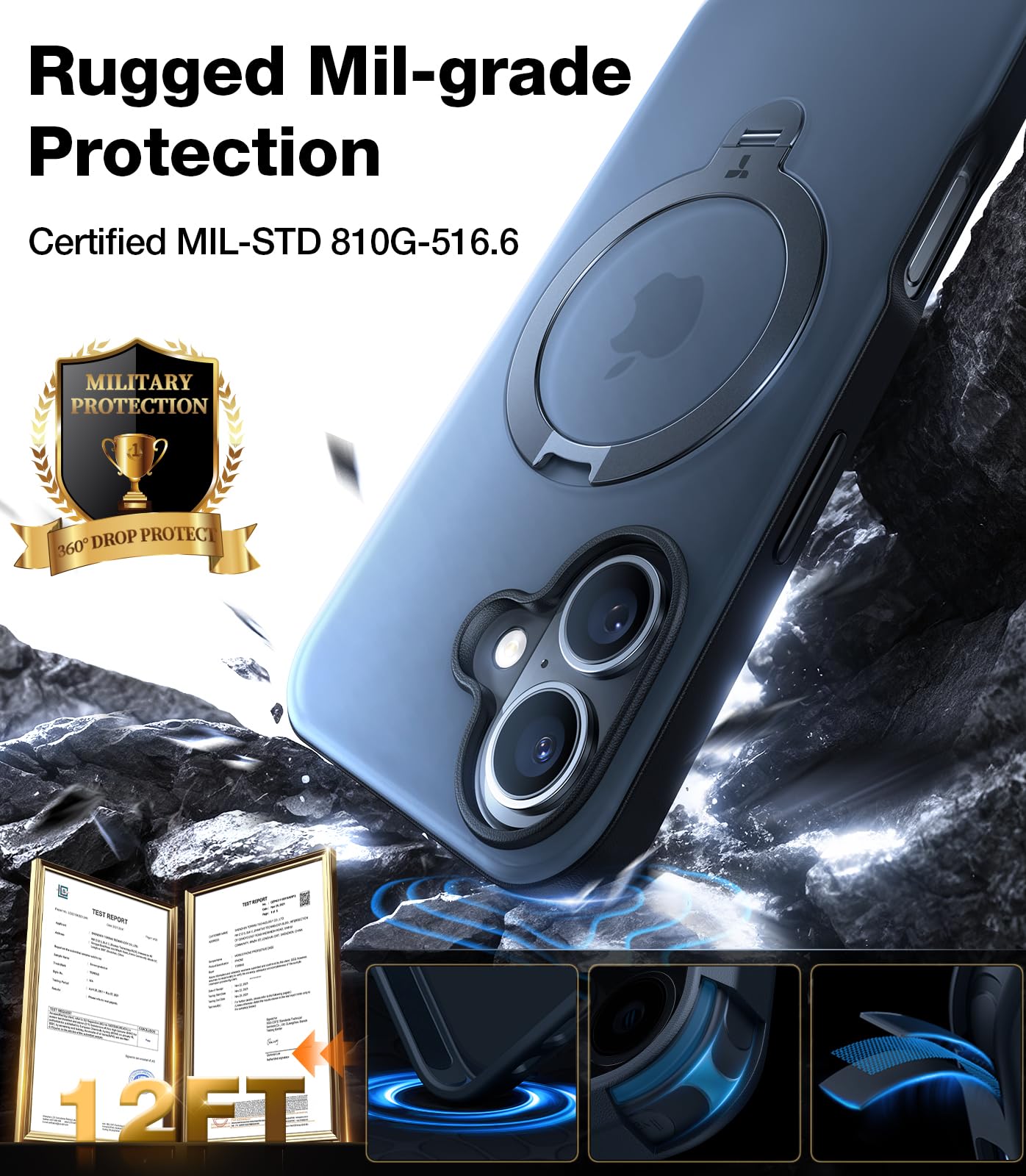 Foto 6 pulgar | Funda De Teléfono Torras 360° Con Soporte Magnético Para Iphone 16 Plus - Venta Internacional.