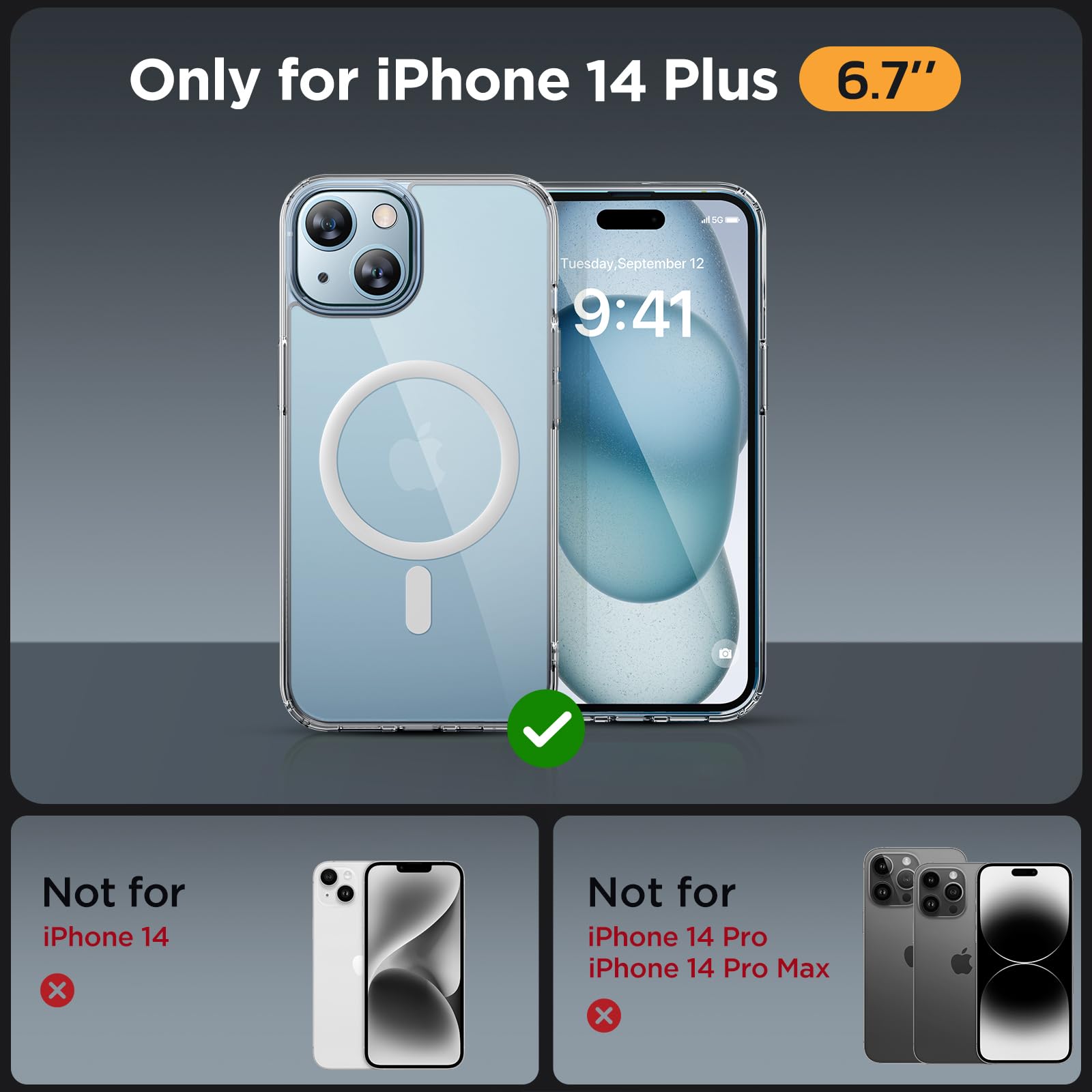 Foto 3 pulgar | Funda De Teléfono Miracase Magnetic Series Para Iphone 14 Plus, Transparente - Venta Internacional.