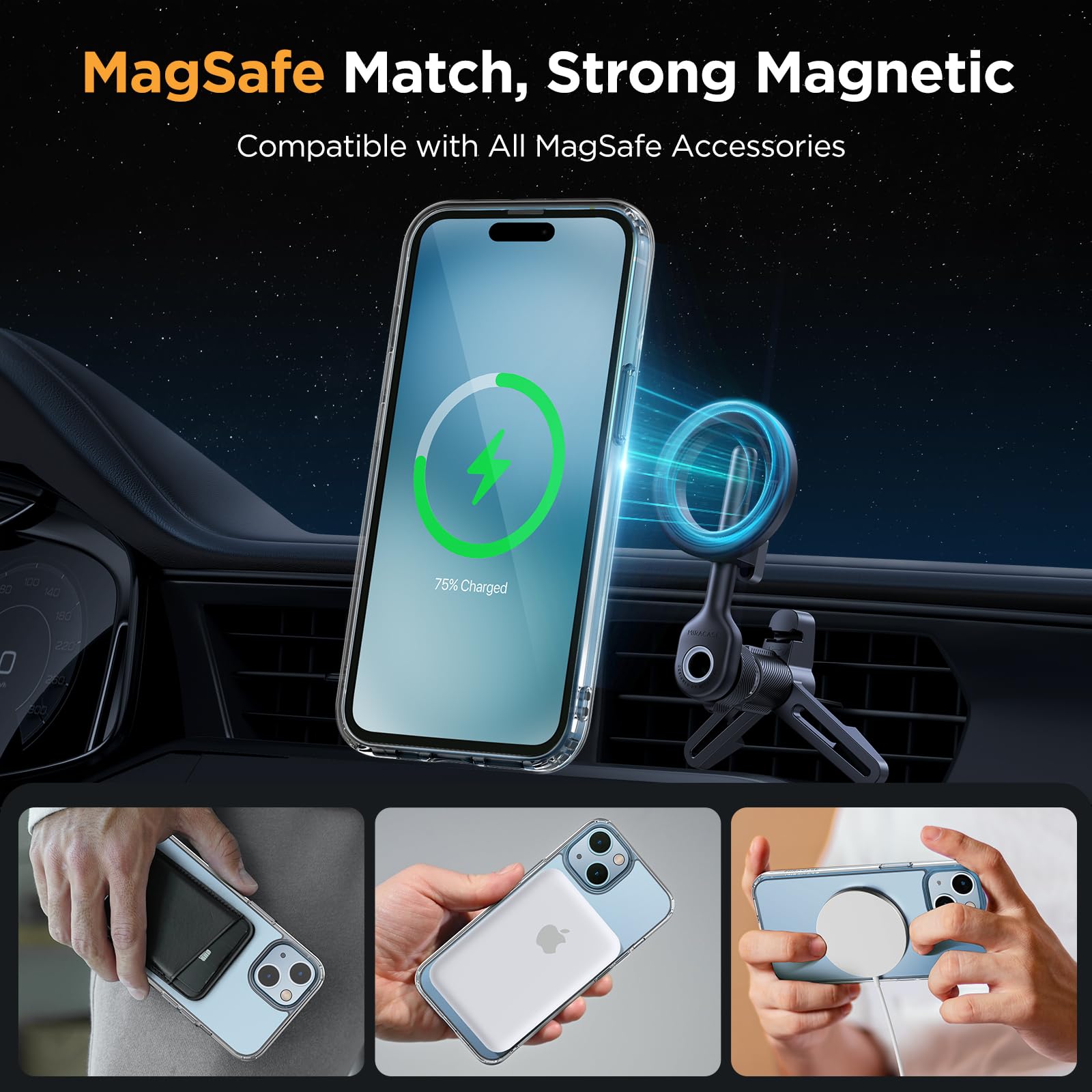 Foto 4 pulgar | Funda De Teléfono Miracase Magnetic Series Para Iphone 14 Plus, Transparente - Venta Internacional.