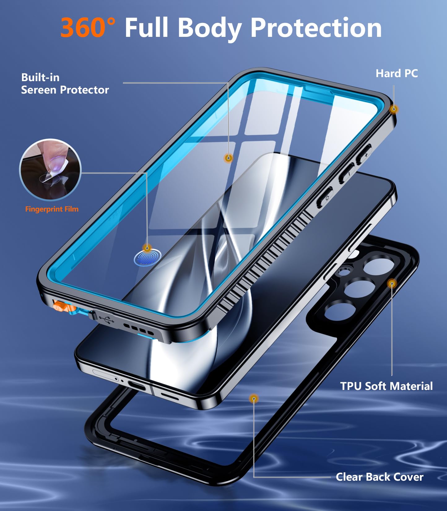 Foto 5 pulgar | Funda De Teléfono Temdan Impermeable Con Lente Para Samsung Galaxy S25 - Venta Internacional.