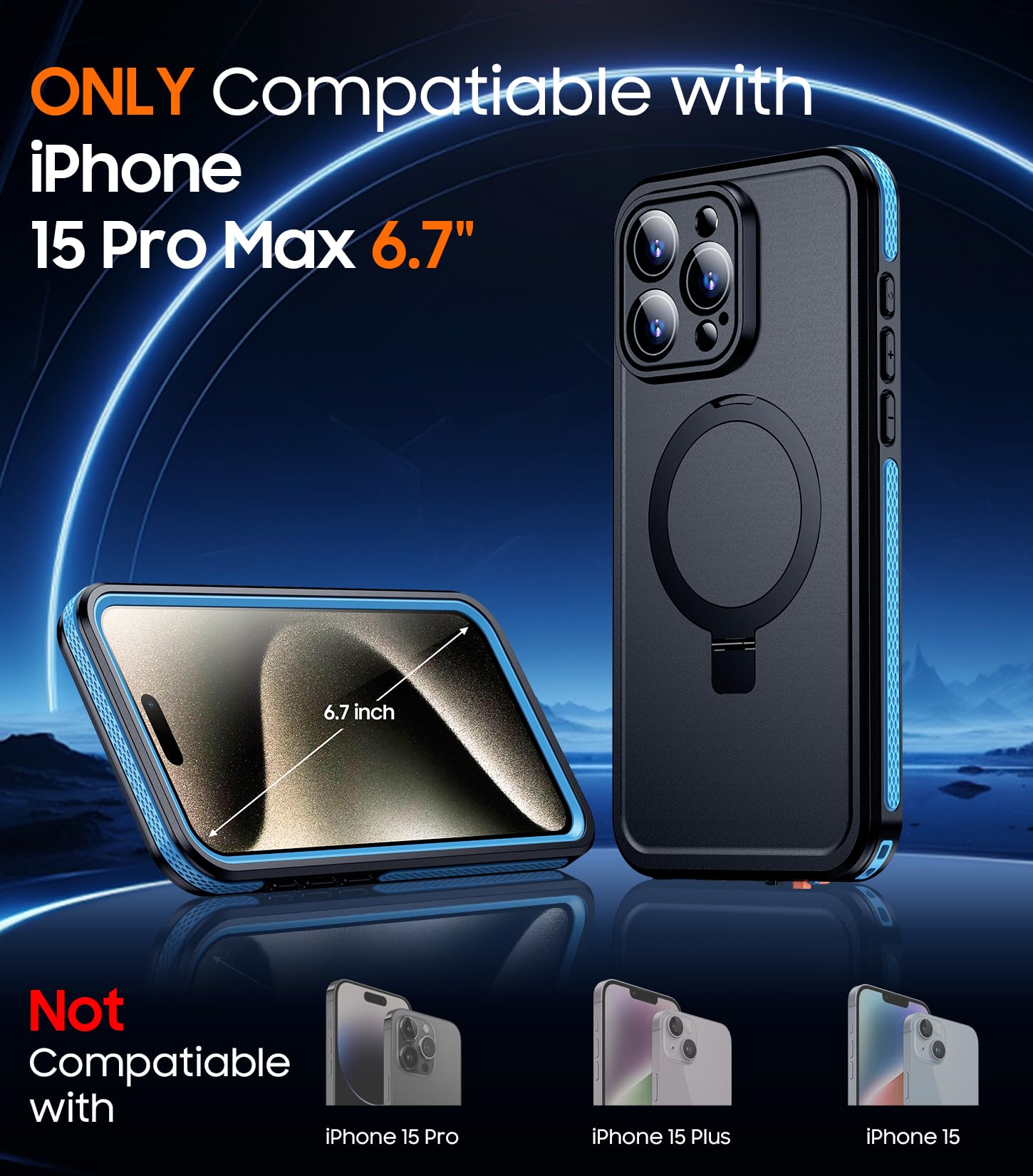 Foto 3 pulgar | Funda De Teléfono Temdan Magnética Impermeable Para Iphone 15 Pro Max - Venta Internacional.