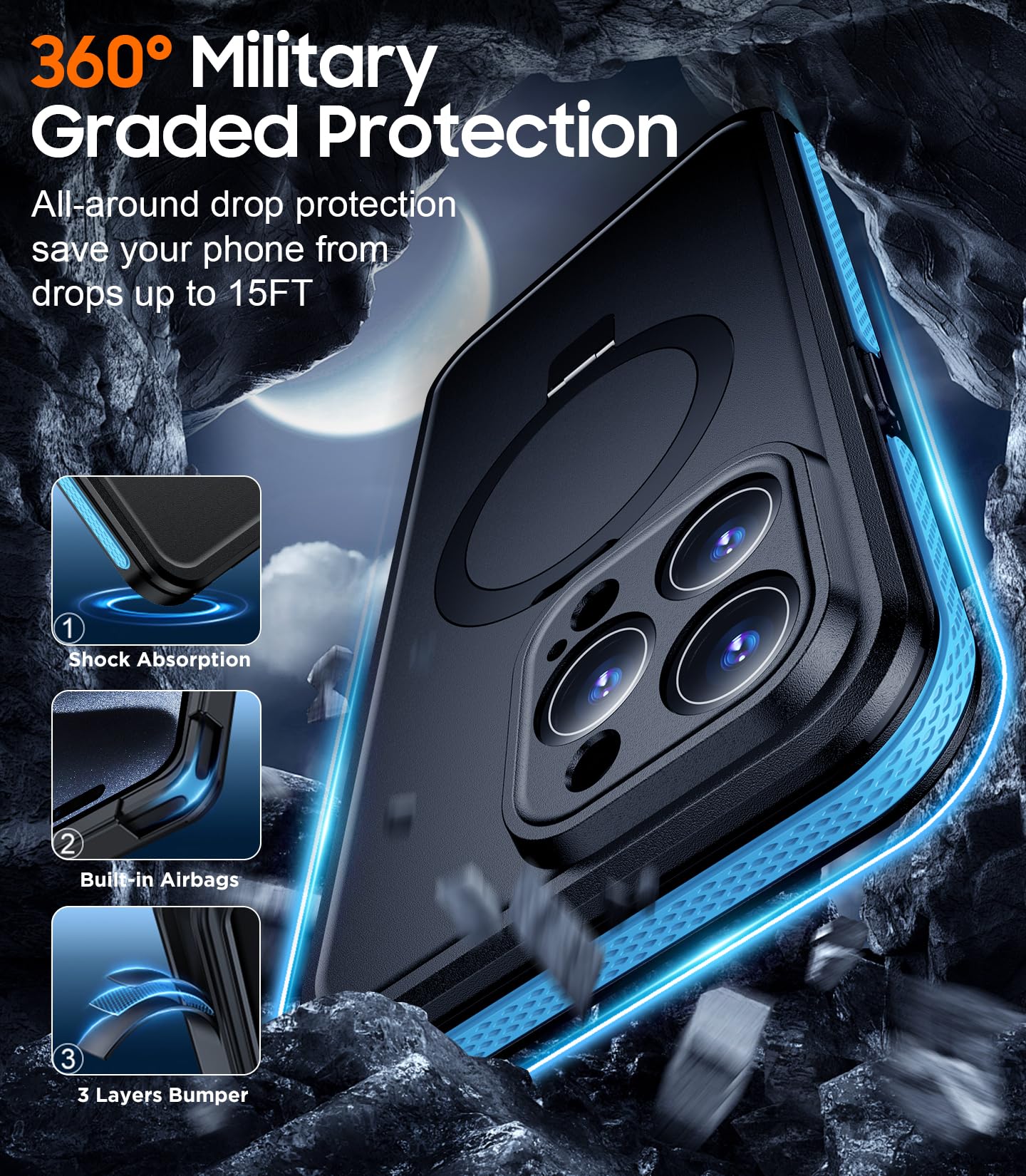 Foto 5 pulgar | Funda De Teléfono Temdan Magnética Impermeable Para Iphone 15 Pro Max - Venta Internacional.