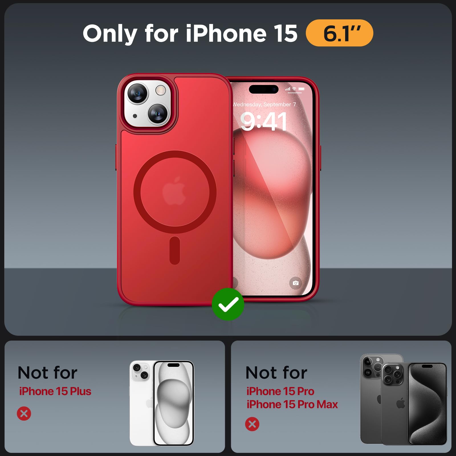 Foto 3 pulgar | Funda De Teléfono Miracase Magnetic Series Para Iphone 15, Color Rojo - Venta Internacional.