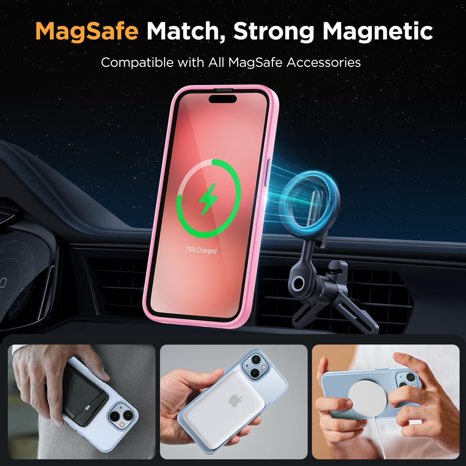Foto 4 pulgar | Funda De Teléfono Miracase Magnetic Series Para Iphone 15 Con Protectores De Pantalla - Venta Internacional.