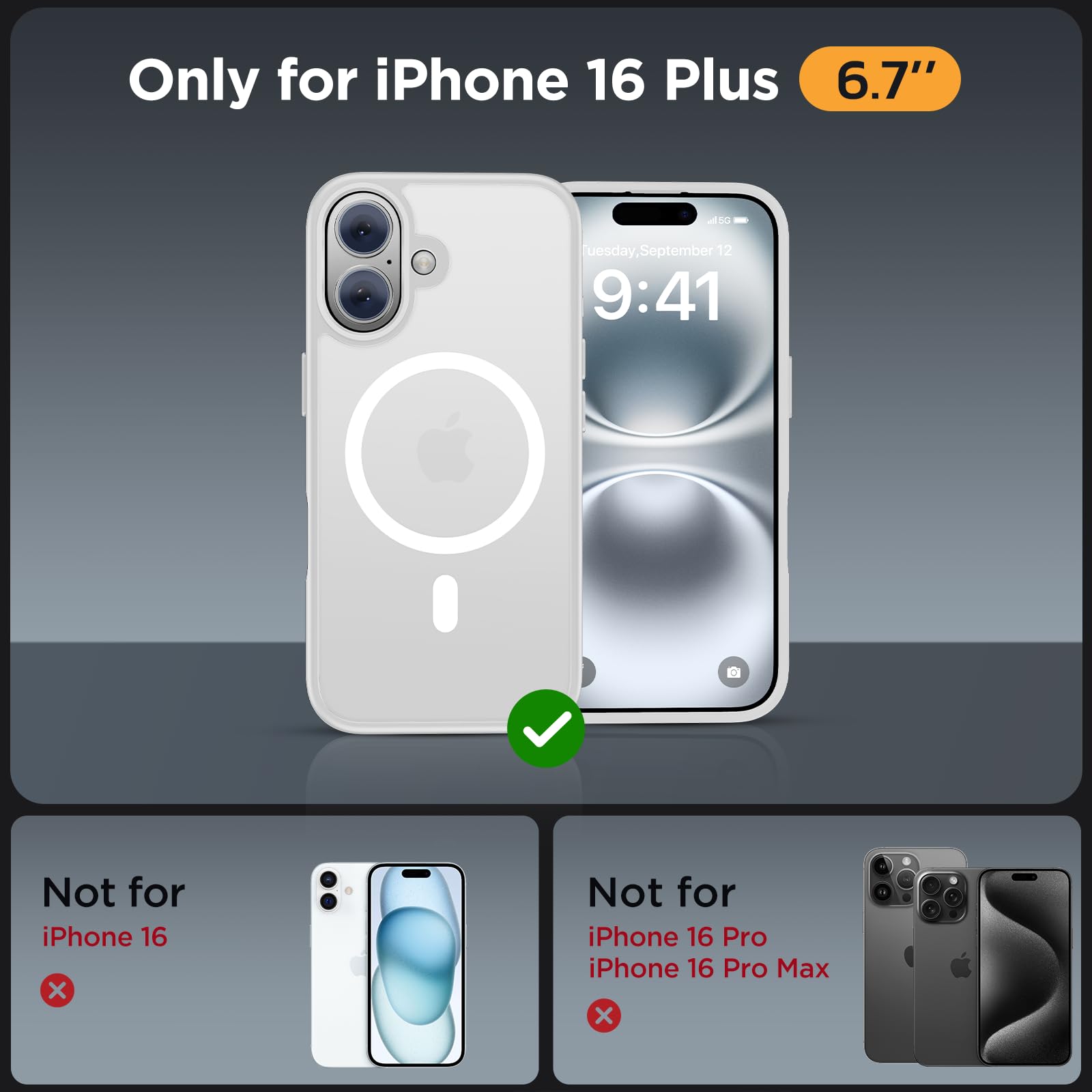 Foto 3 pulgar | Funda Miracase Magnetic Series Para Iphone 16 Plus, Color Blanco - Venta Internacional.