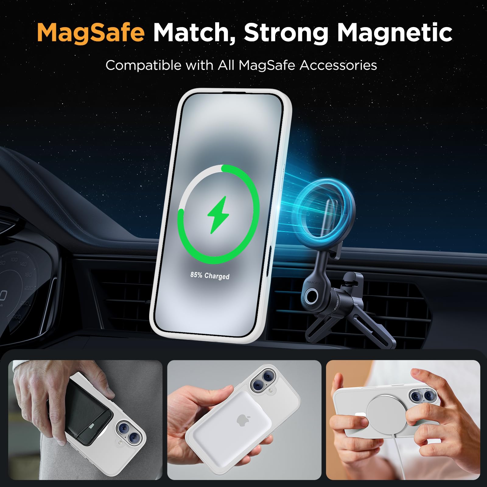 Foto 4 pulgar | Funda Miracase Magnetic Series Para Iphone 16 Plus, Color Blanco - Venta Internacional.