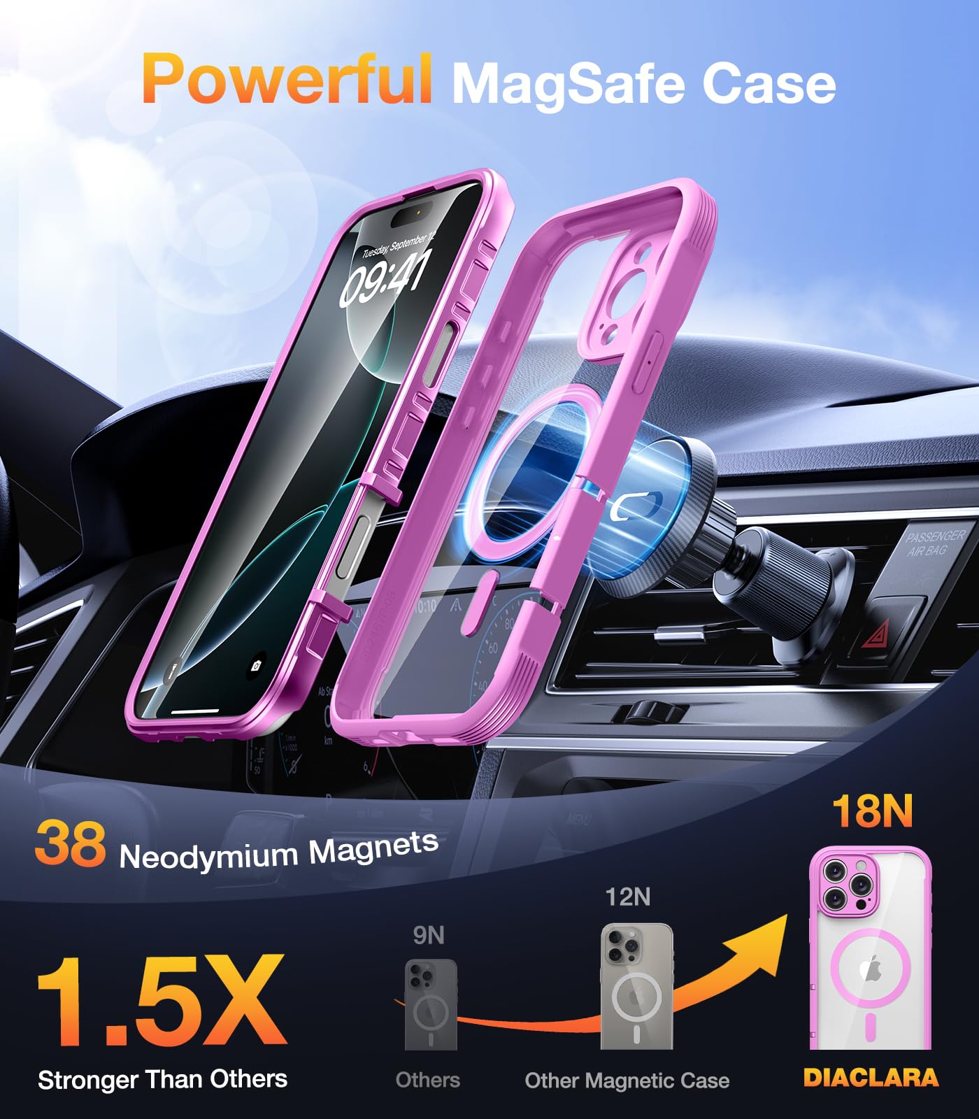 Foto 5 pulgar | Funda Diaclara Magnetic Para Iphone 16 Pro Max De 6.9'', Color Rosa - Venta Internacional.