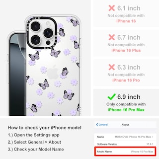 Foto 2 | Funda De Teléfono Mosnovo Para Iphone 16 Pro Max Lila Butterfly - Venta Internacional.