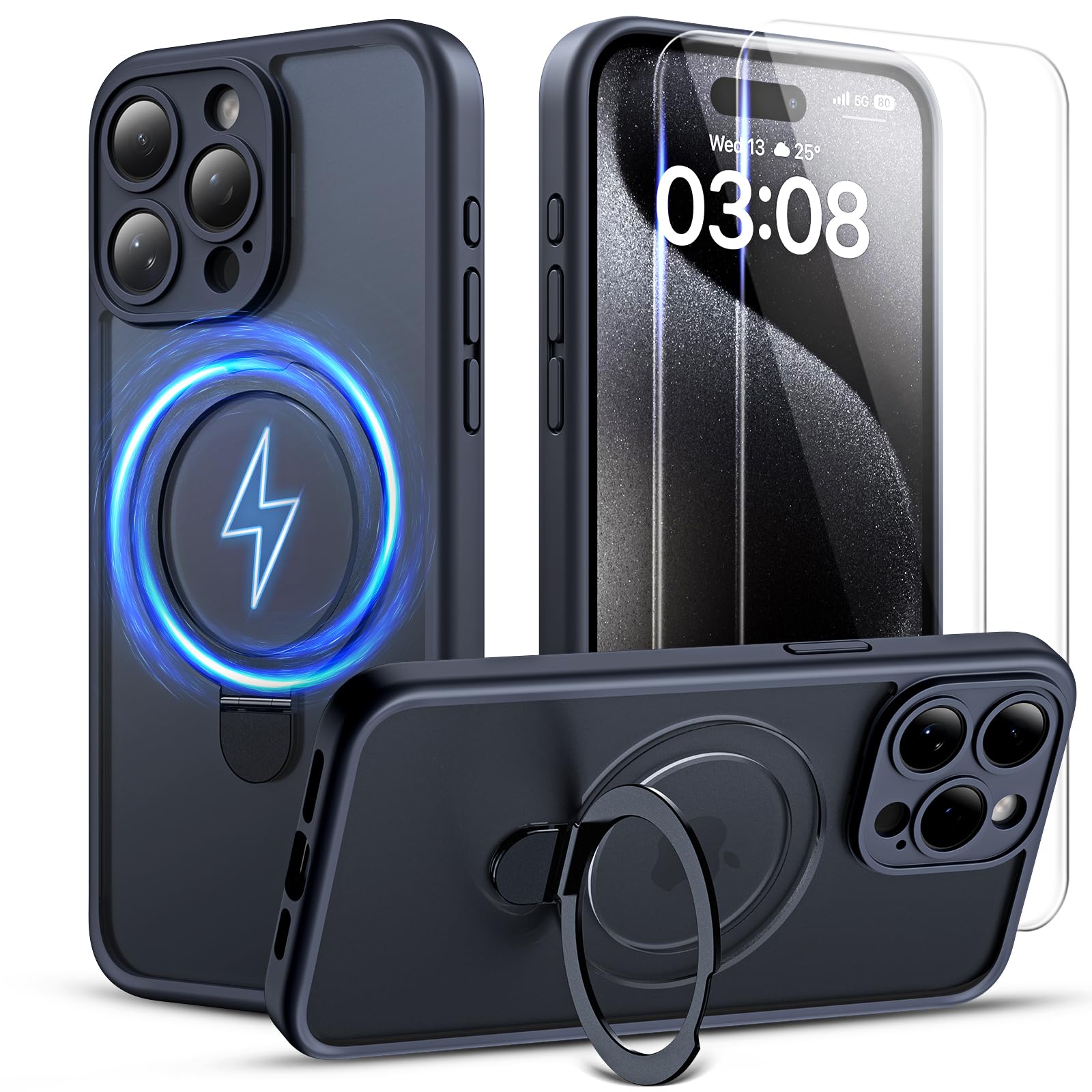 Funda Para Teléfono Tocol Con Forma De Anillo Magnético Para Iphone 15 Pro Max, Color Negro - Venta Internacional.