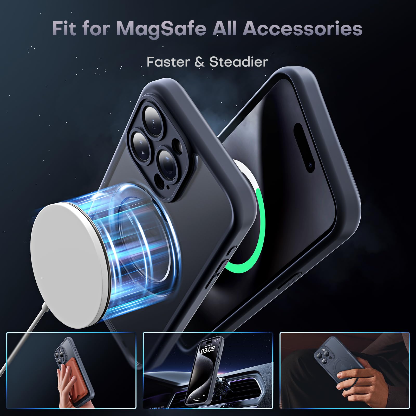 Foto 4 pulgar | Funda Para Teléfono Tocol Con Forma De Anillo Magnético Para Iphone 15 Pro Max, Color Negro - Venta Internacional.