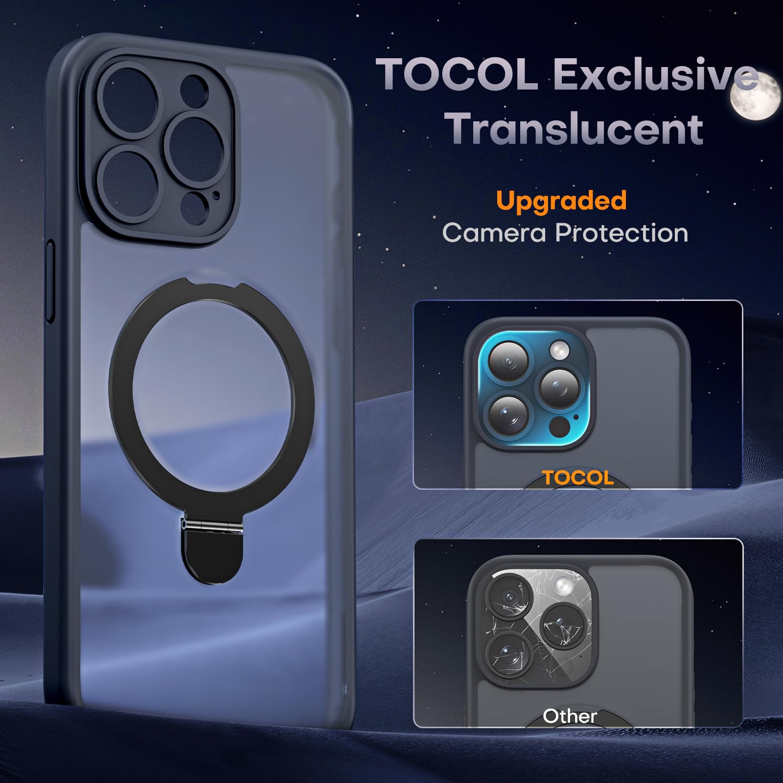 Foto 6 pulgar | Funda Para Teléfono Tocol Con Forma De Anillo Magnético Para Iphone 15 Pro Max, Color Negro - Venta Internacional.