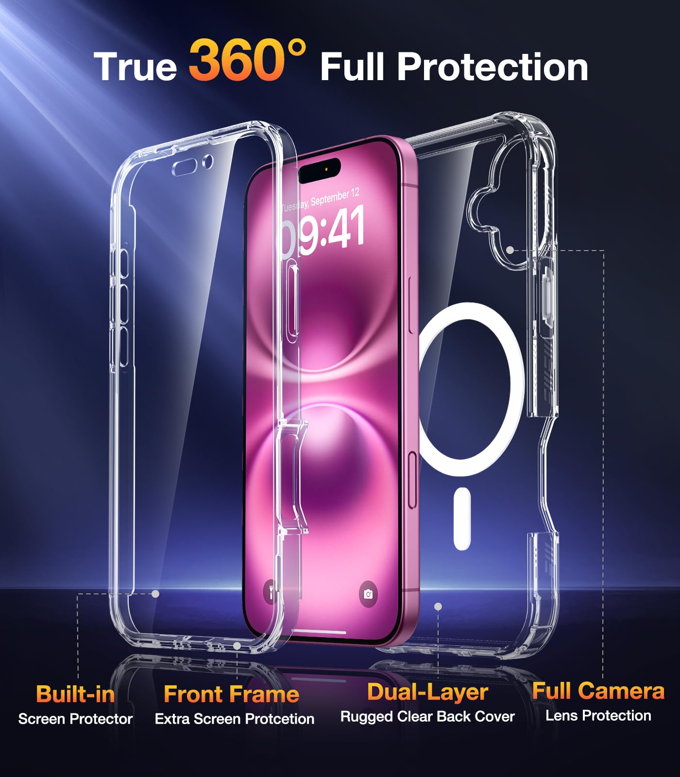 Foto 3 pulgar | Funda De Teléfono Diaclara Magnética Transparente Para Iphone 16 Plus - Venta Internacional.