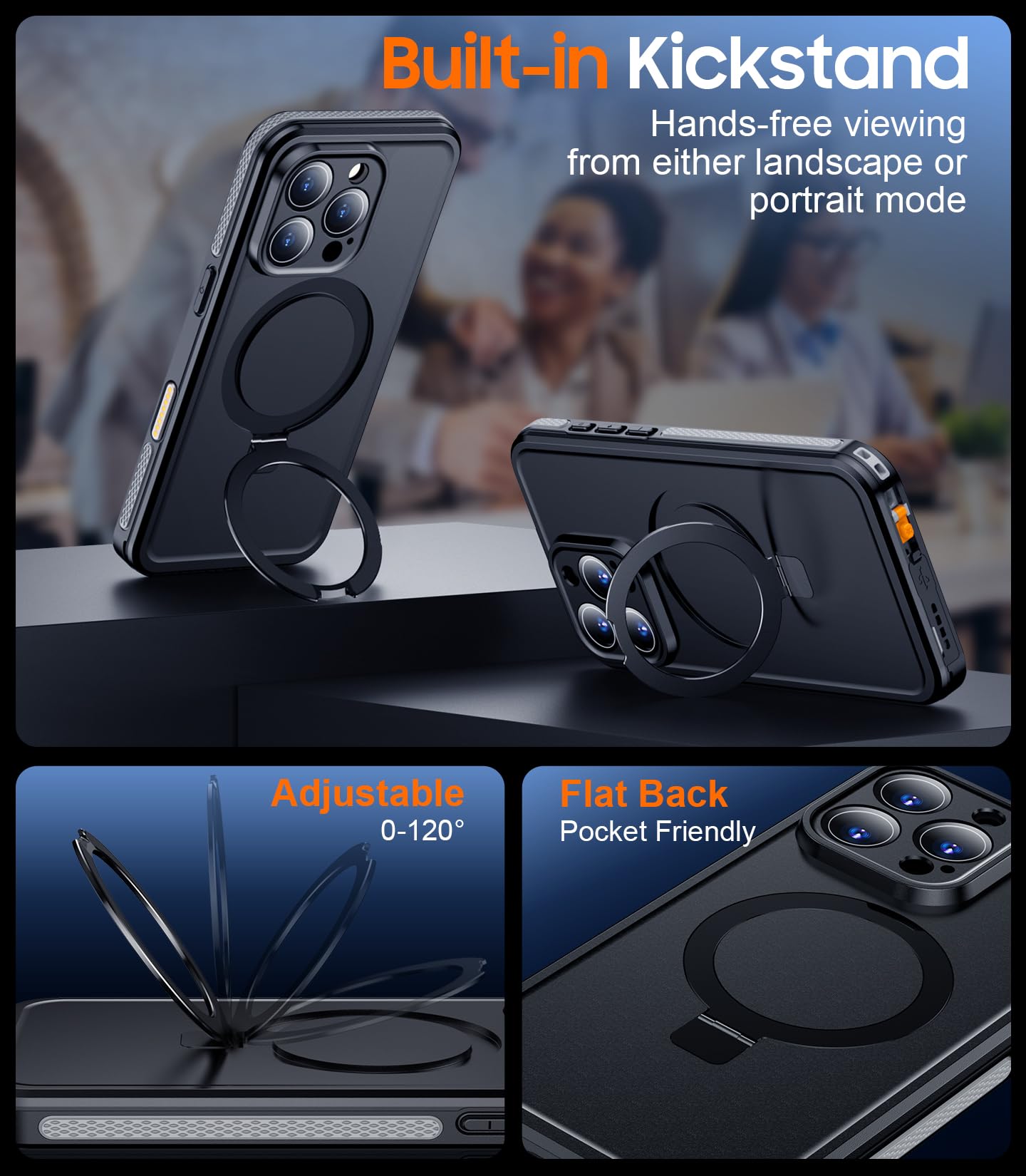Foto 6 pulgar | Funda De Teléfono Temdan Magnética Impermeable Para Iphone 16 Pro Max - Venta Internacional.