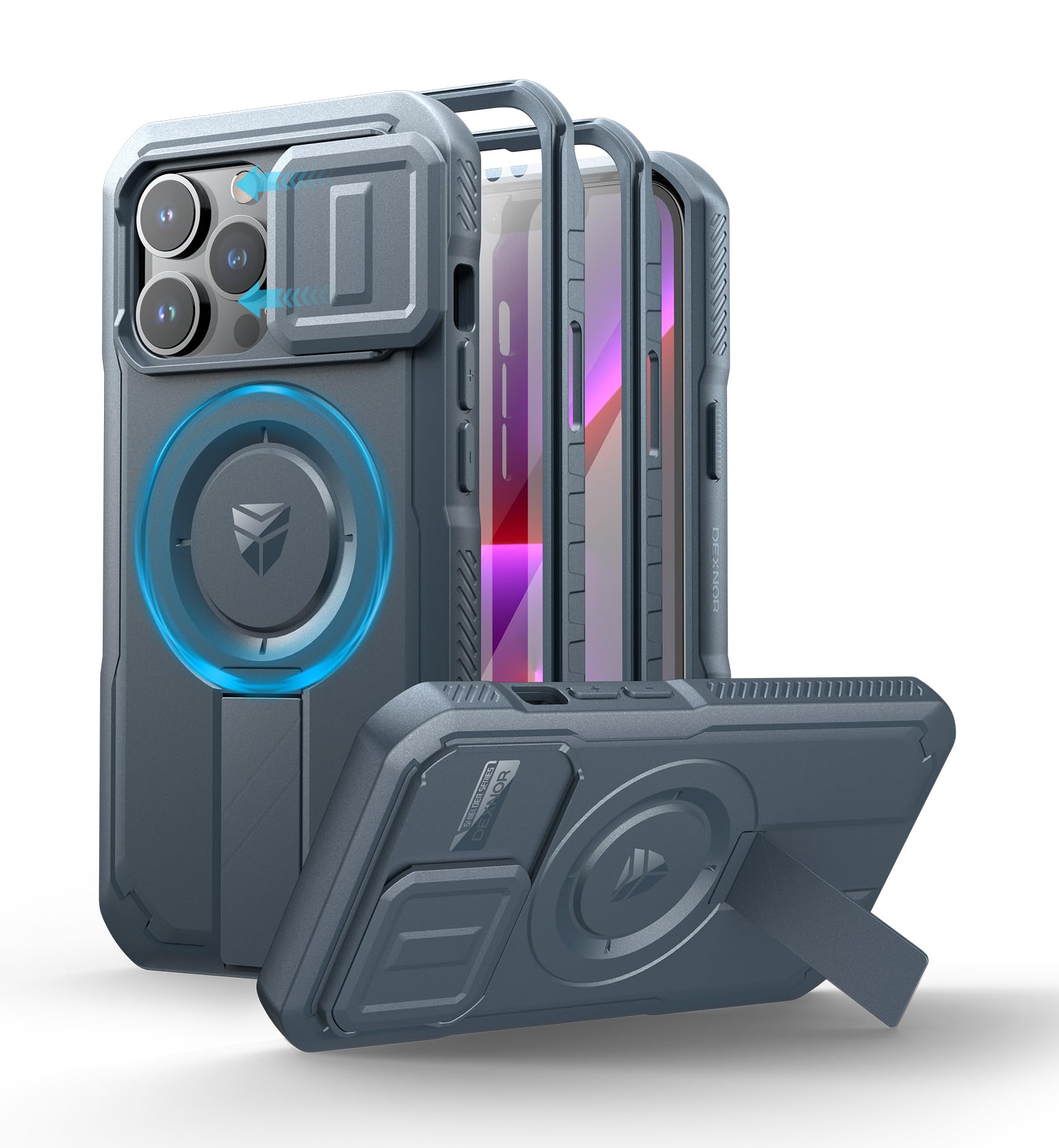 Foto 2 pulgar | Funda Dexnor Para Iphone 13 Pro Con Cámara Deslizante, Color Azul Marino - Venta Internacional.