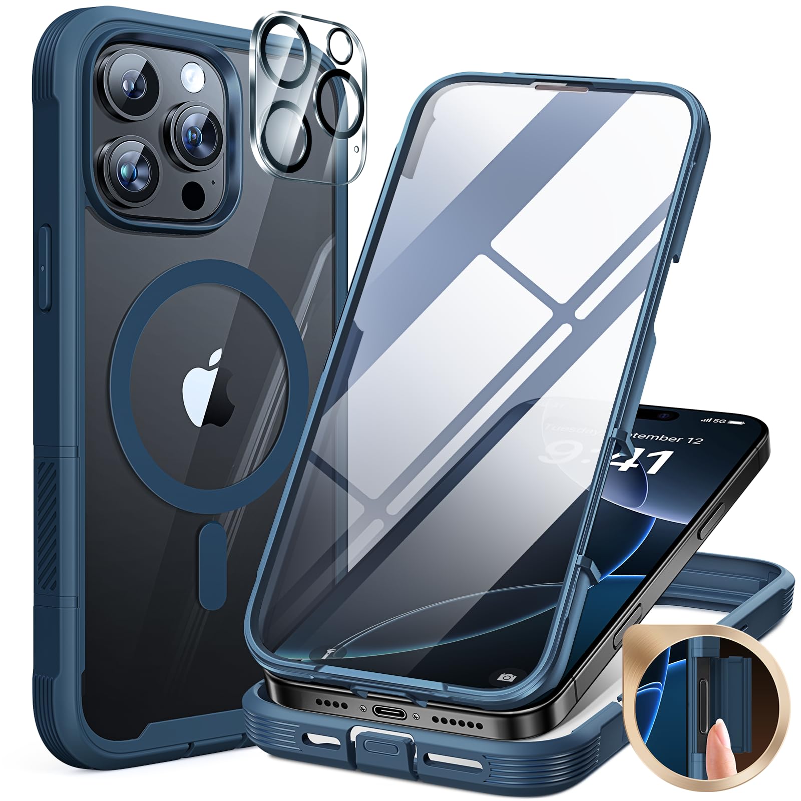 Foto 2 pulgar | Funda Magnética Miracase Para Iphone 16 Pro Con Pantalla Azul - Venta Internacional.