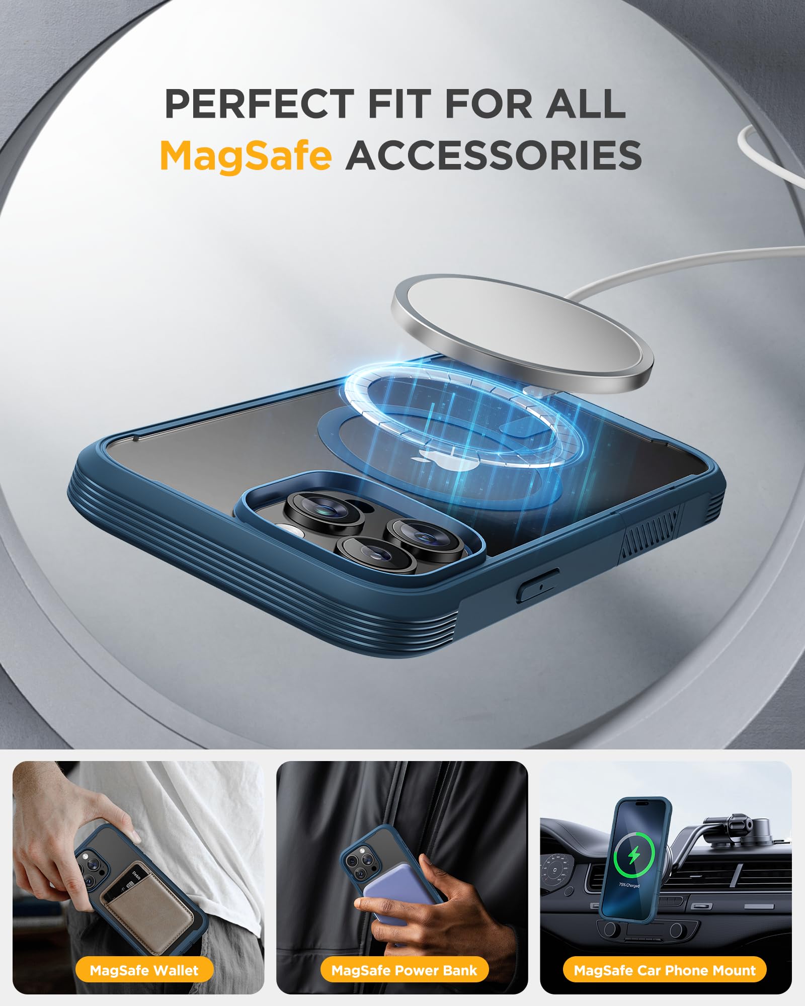 Foto 7 pulgar | Funda Magnética Miracase Para Iphone 16 Pro Con Pantalla Azul - Venta Internacional.