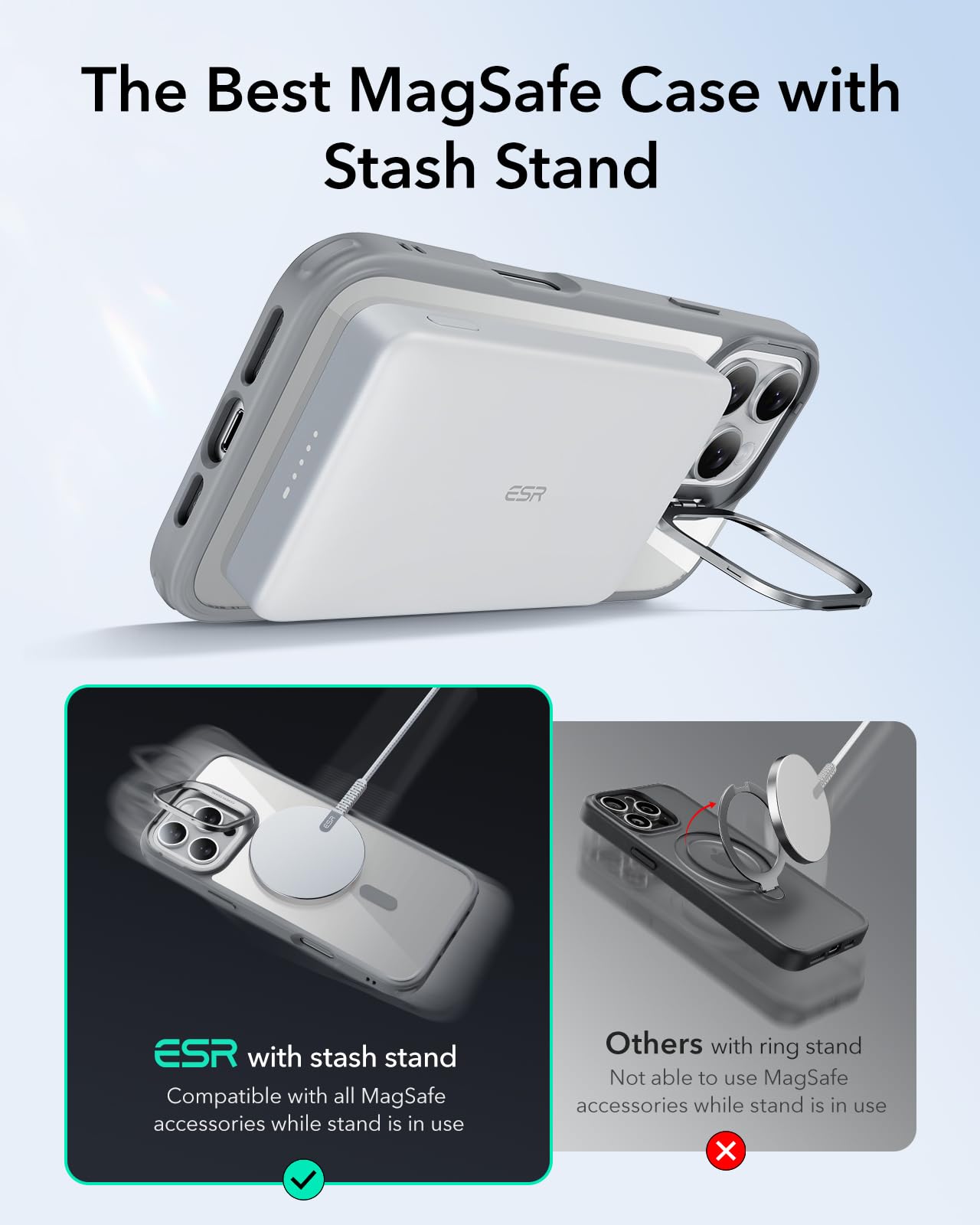 Foto 5 pulgar | Funda De Teléfono Esr Para Iphone 16 Pro Max Con Magsafe Clear Grey - Venta Internacional.