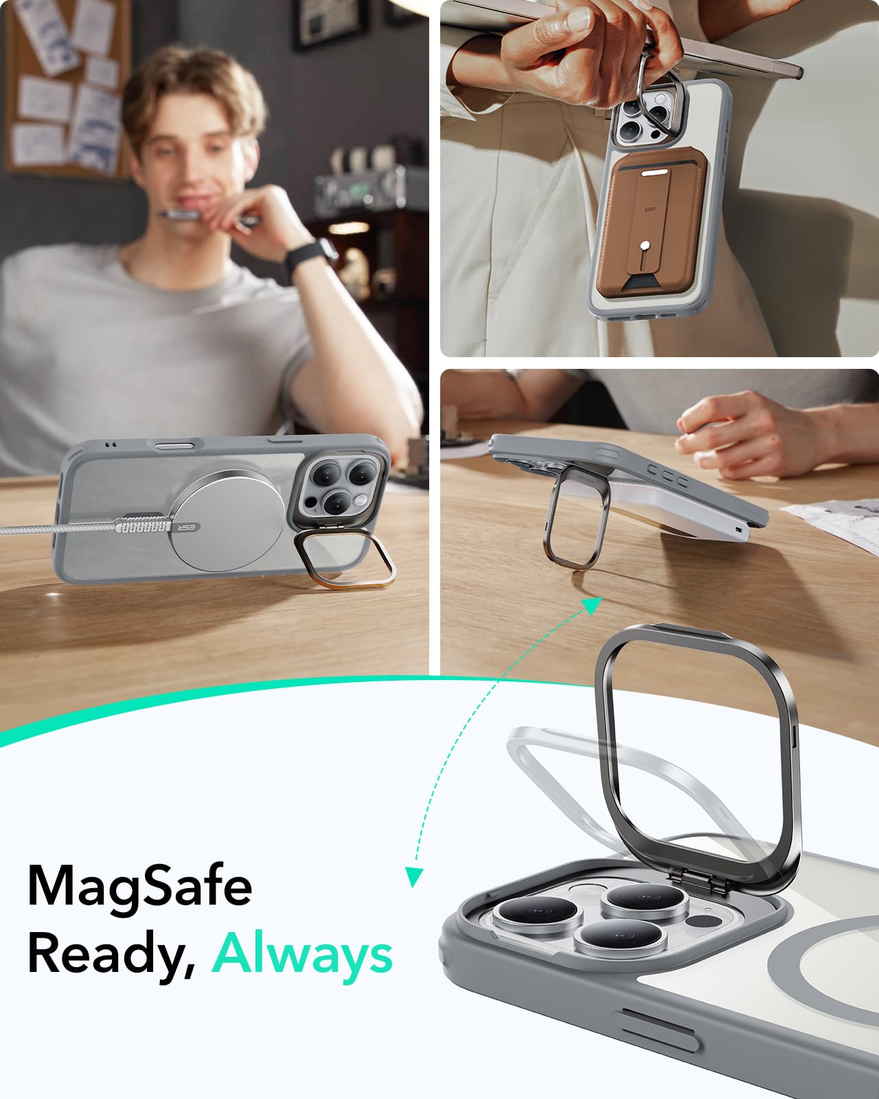 Foto 6 pulgar | Funda De Teléfono Esr Para Iphone 16 Pro Max Con Magsafe Clear Grey - Venta Internacional.