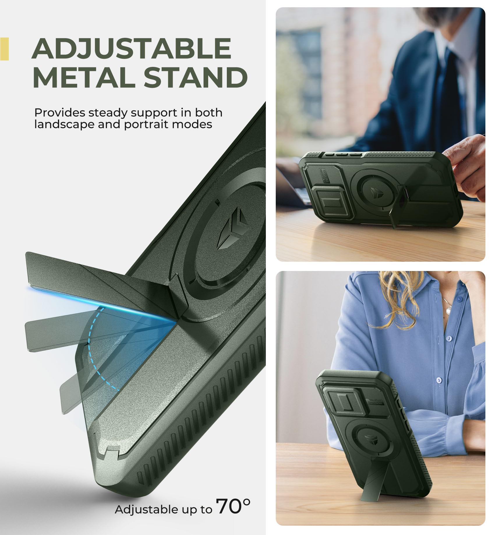 Foto 6 pulgar | Funda Dexnor Para Iphone 15 Pro Con Cámara Deslizante, Color Verde Militar - Venta Internacional.