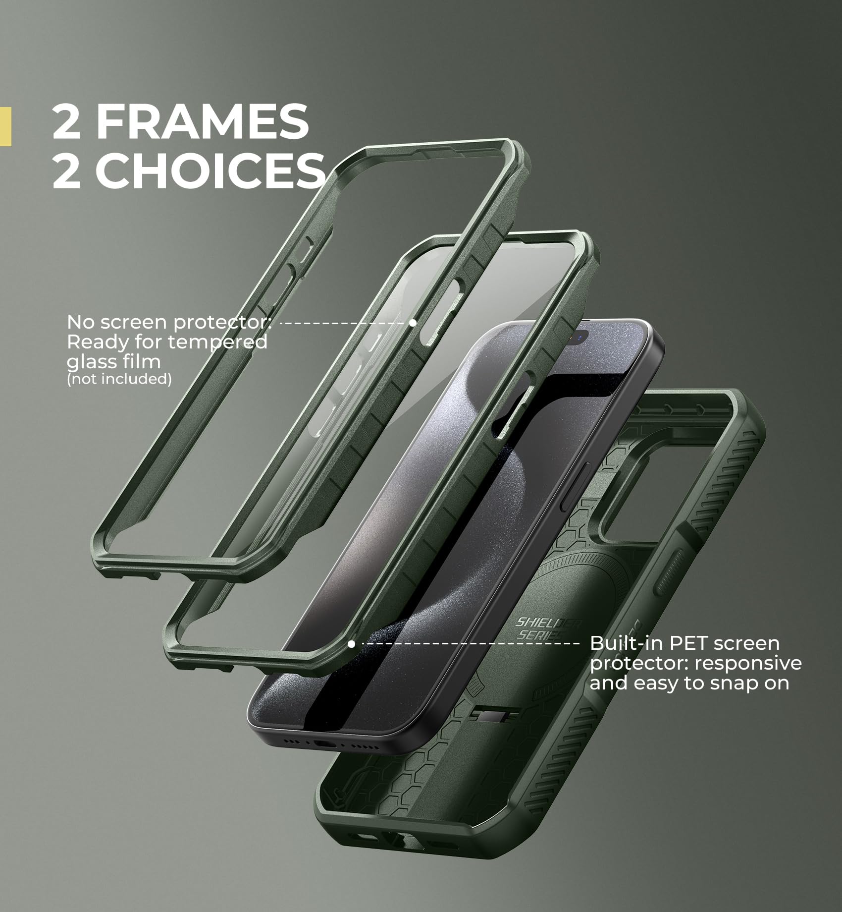 Foto 7 pulgar | Funda Dexnor Para Iphone 15 Pro Con Cámara Deslizante, Color Verde Militar - Venta Internacional.