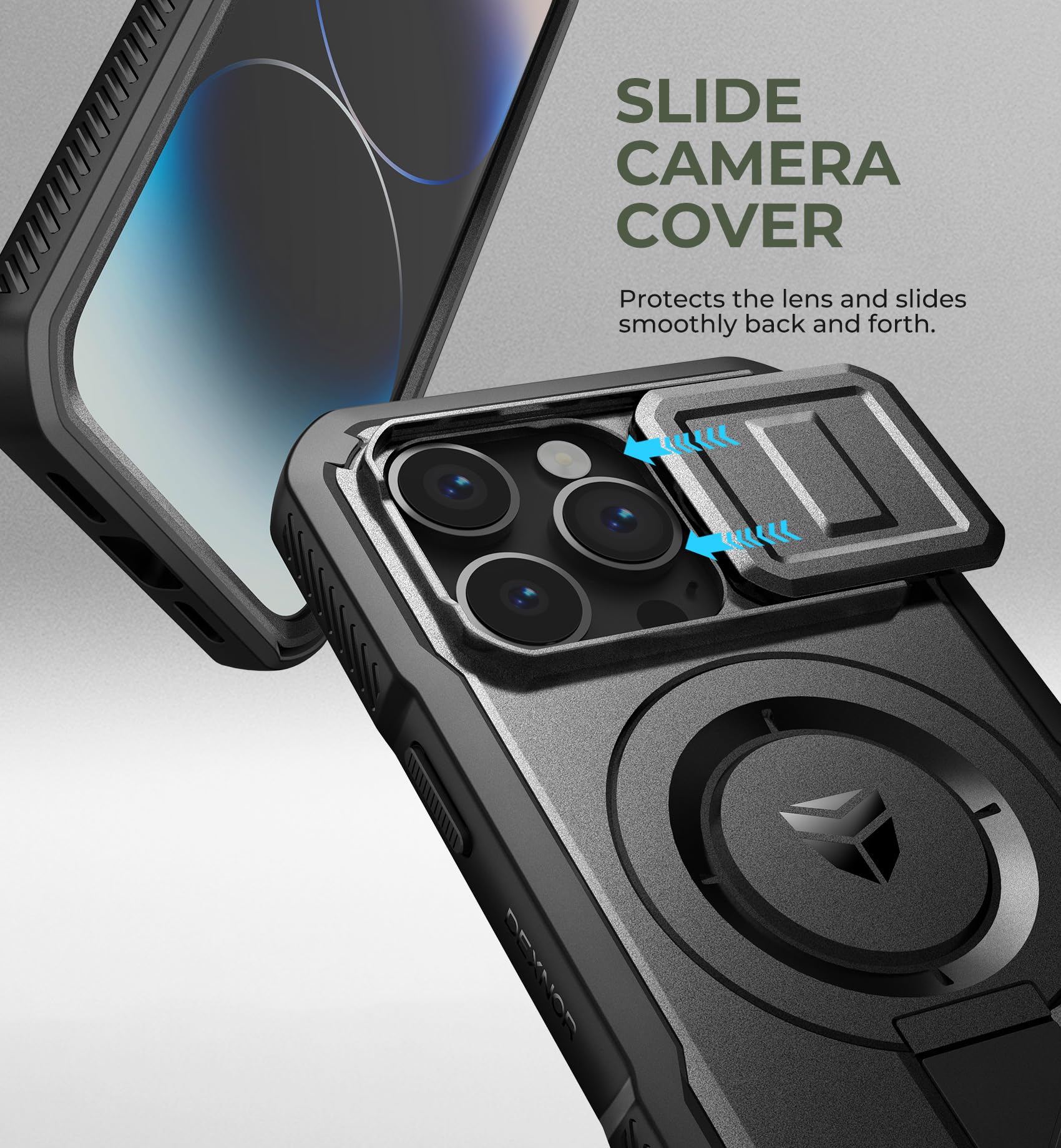 Foto 5 pulgar | Funda Dexnor Para Iphone 14 Pro Con Cámara Deslizante Negra - Venta Internacional.