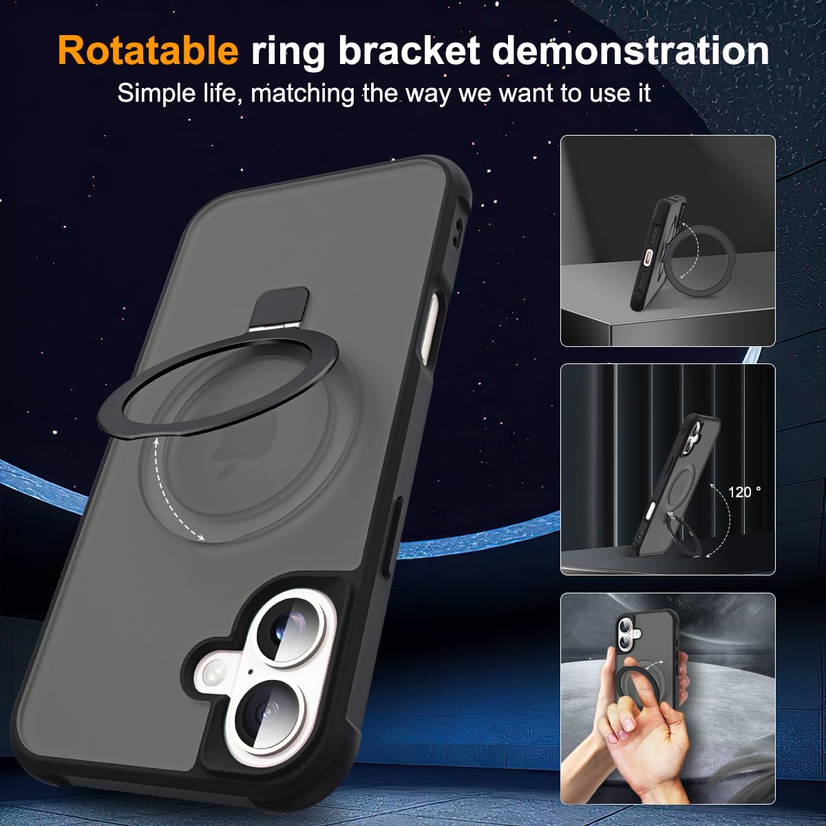 Foto 3 pulgar | Funda De Teléfono Skylmw Compatible Con Iphone 16 6.1 Negra - Venta Internacional.